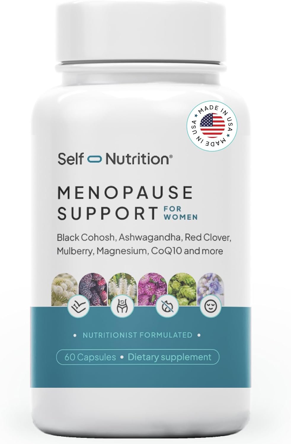 SELF NUTRITION Menopause Support for Women -All-Natural, Hormone-Free Perimenopause & Menopause Support. Third-Party Tested – Hot Flashes, Mood, Energy, Sleep & More. Made in USA, 60 Capsules​.