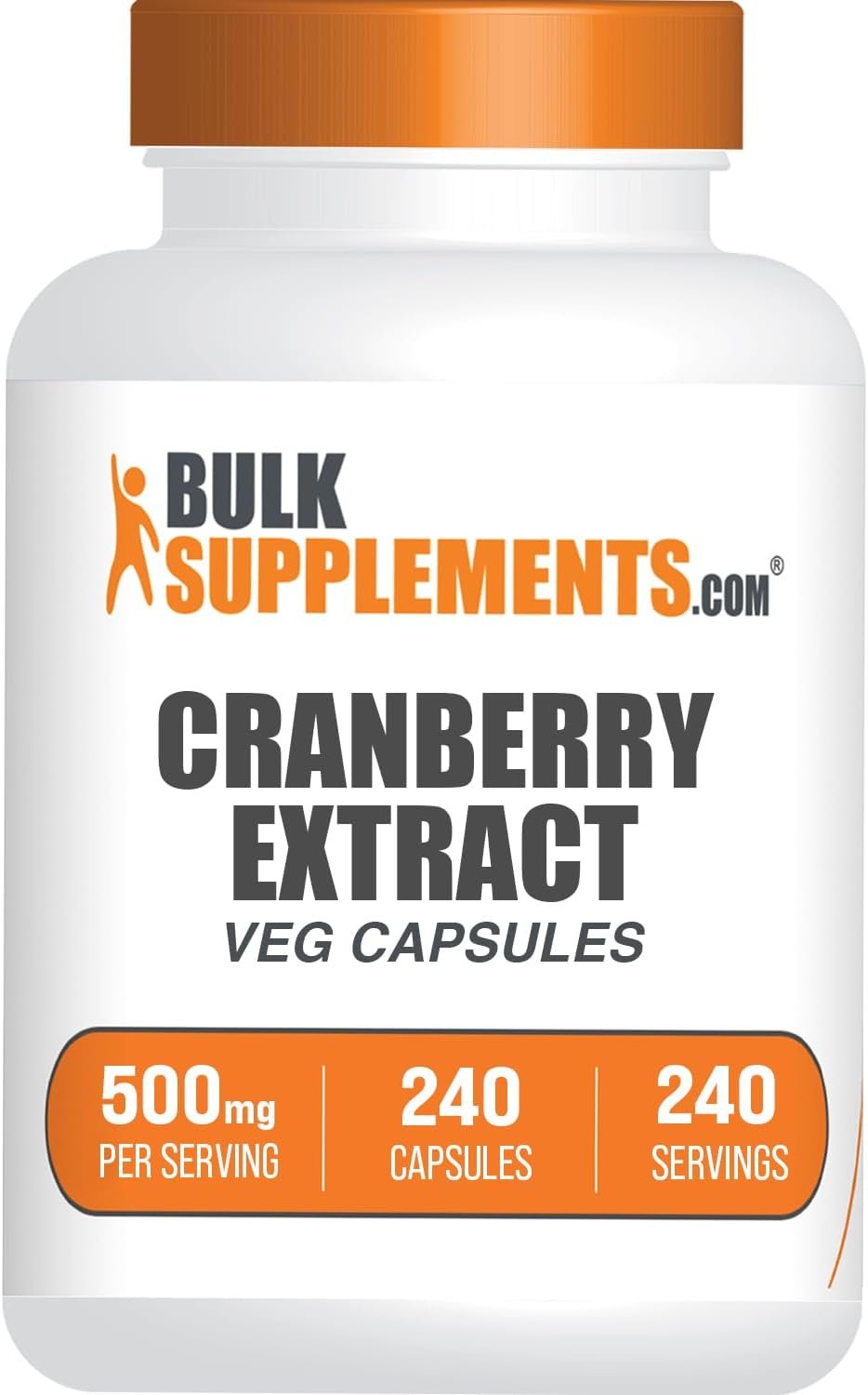 BulkSupplements.com Cranberry Extract Capsules – Cranberry Supplements for Men & Women, Herbal Supplement – Vegan & Gluten Free, 1 Capsule per Serving (500mg), 240 Count (Pack of 1)