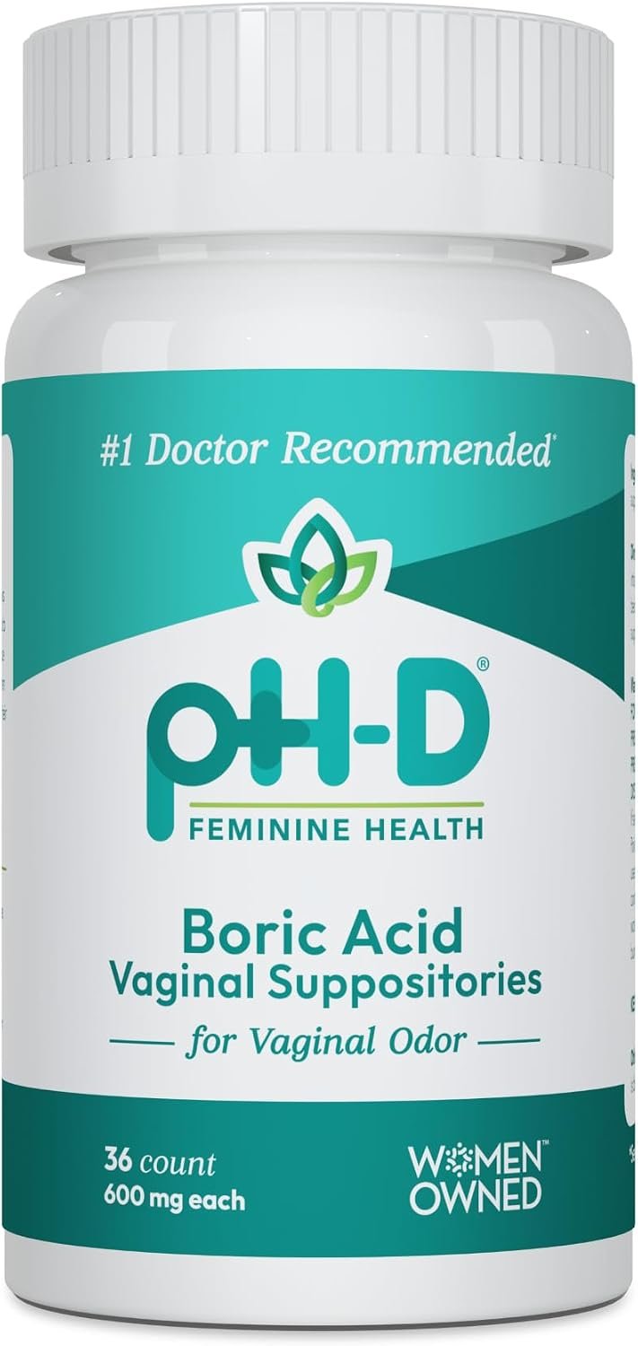 pH-D Feminine Health Boric Acid Suppositories for Women, 600 mg, 36 Count