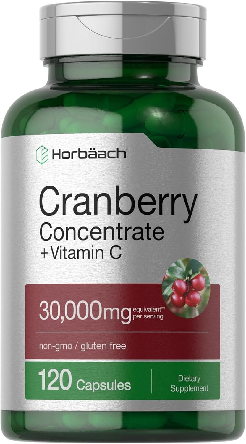 Horbäach Cranberry Concentrate Extract Pills + Vitamin C | 120 Capsules