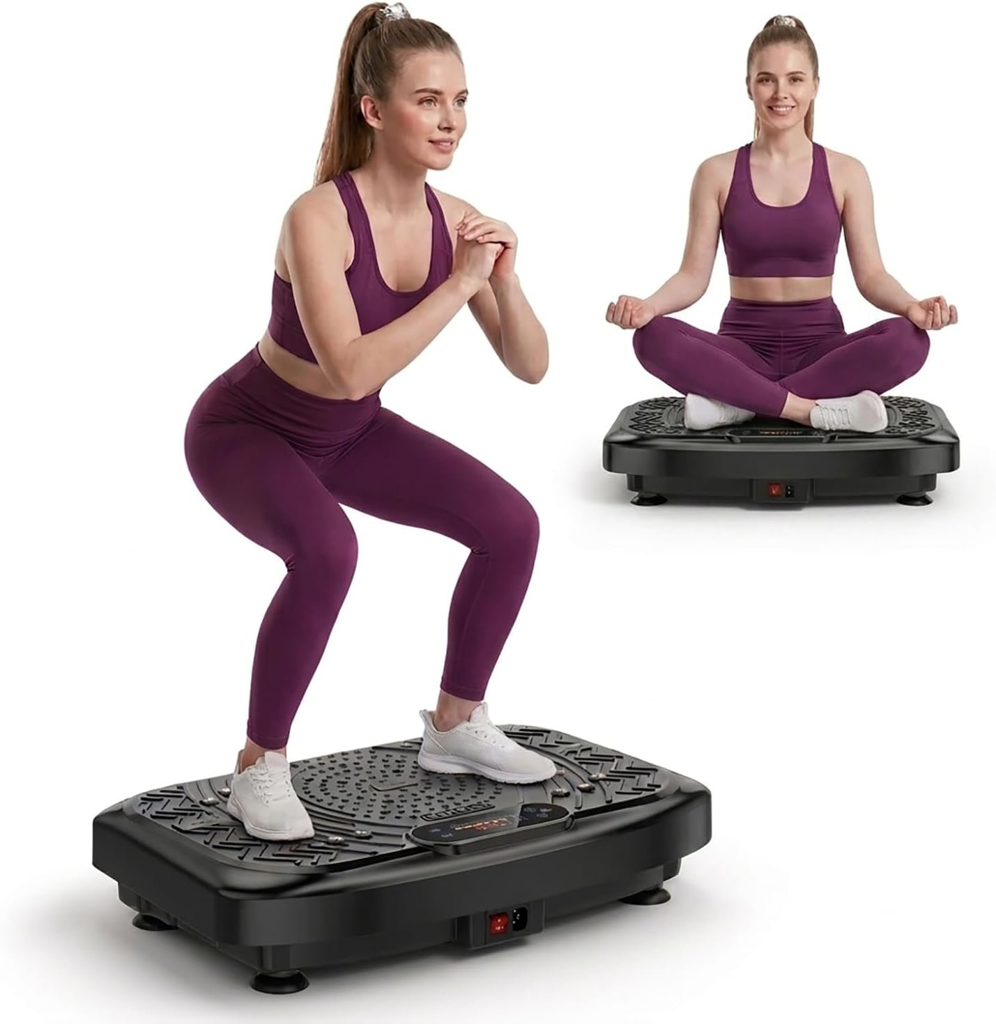 Vibration Plate Exercise Machine, Whole Body Vibration Platform for Home Workout (Soft Black)