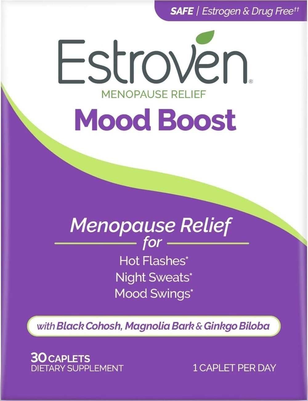 Estroven Mood Boost for Menopause Relief Supplement for Women, 30 Count