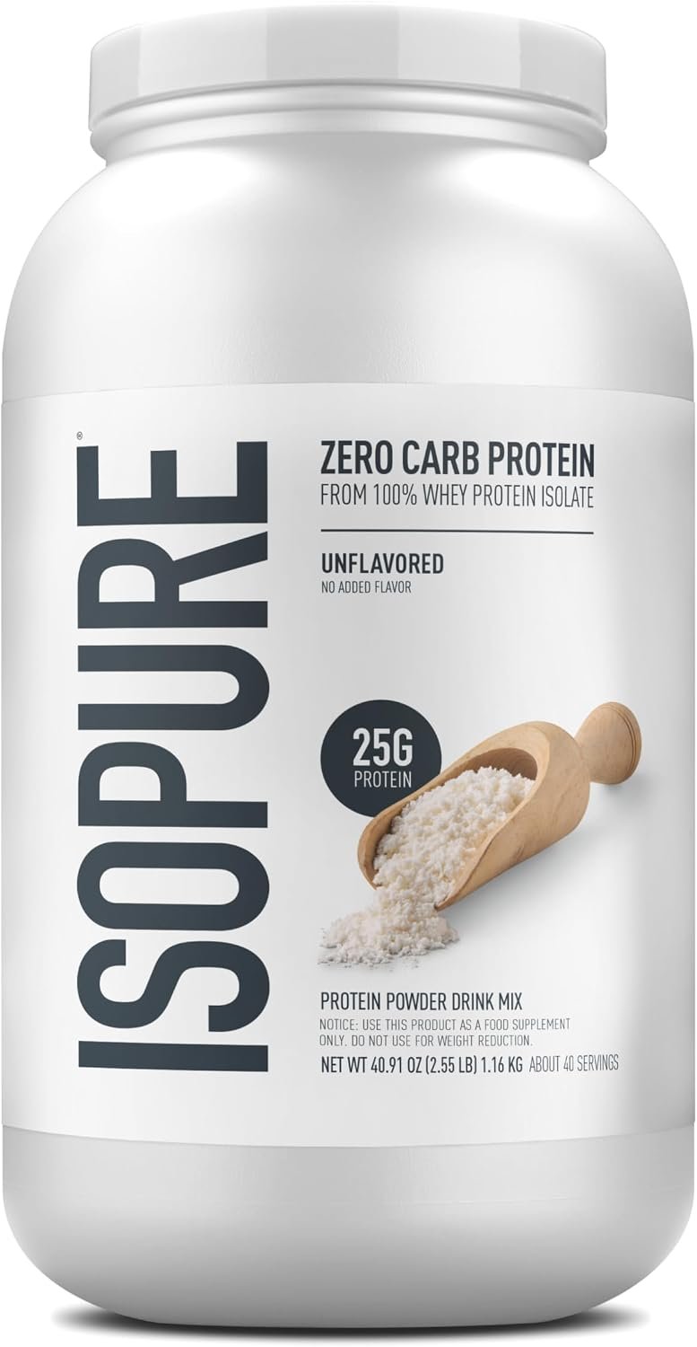 Isopure Zero Carb Whey Isolate Protein Powder, Unflavored 3 LB