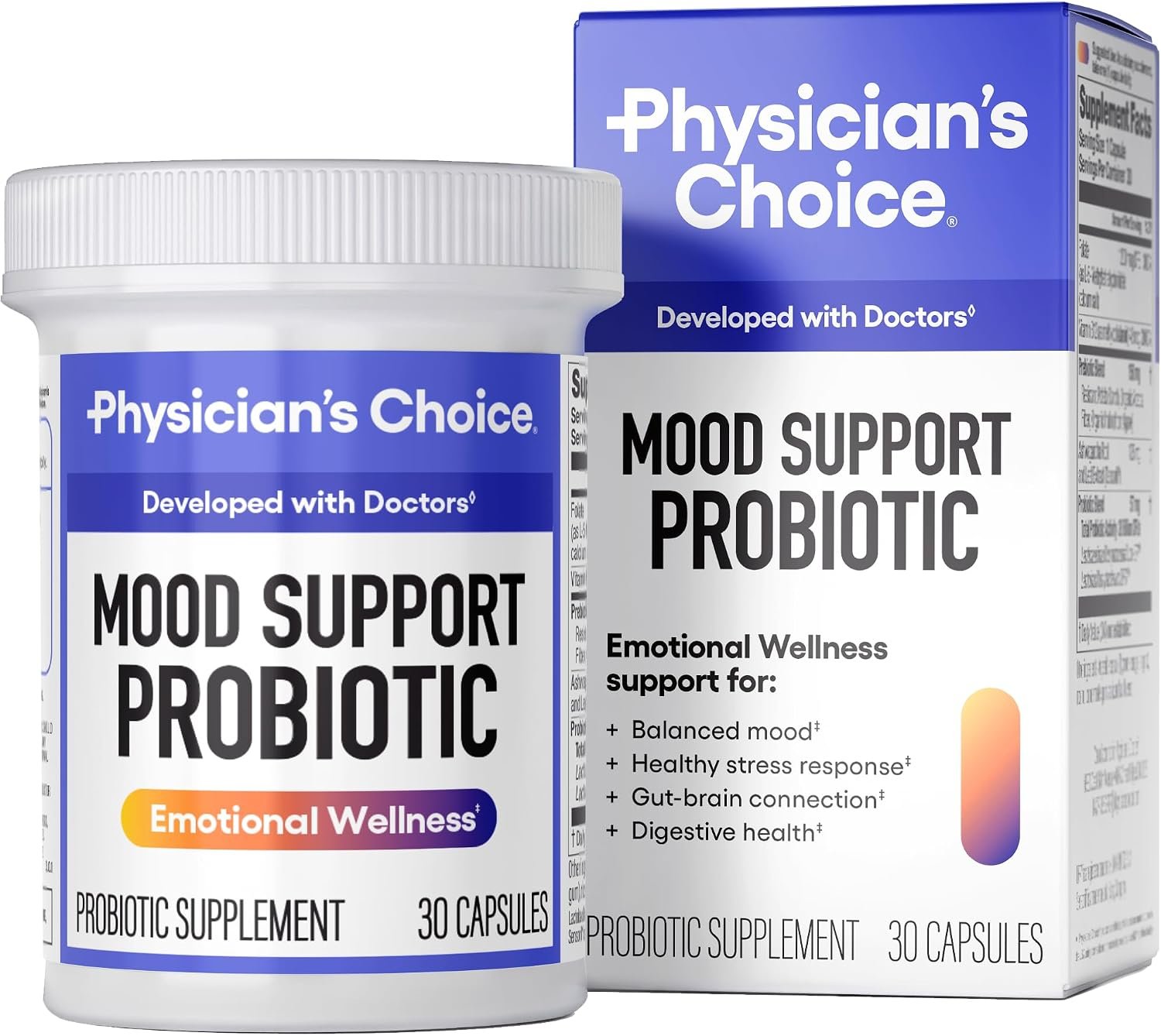 Physician’s CHOICE Mood Support Probiotic – Supports a Balanced Mood, Healthy Stress Response & Digestive Health with Prebiotics, Ashwagandha, Vitamin B12, Folate – for Men & Women – 30ct
