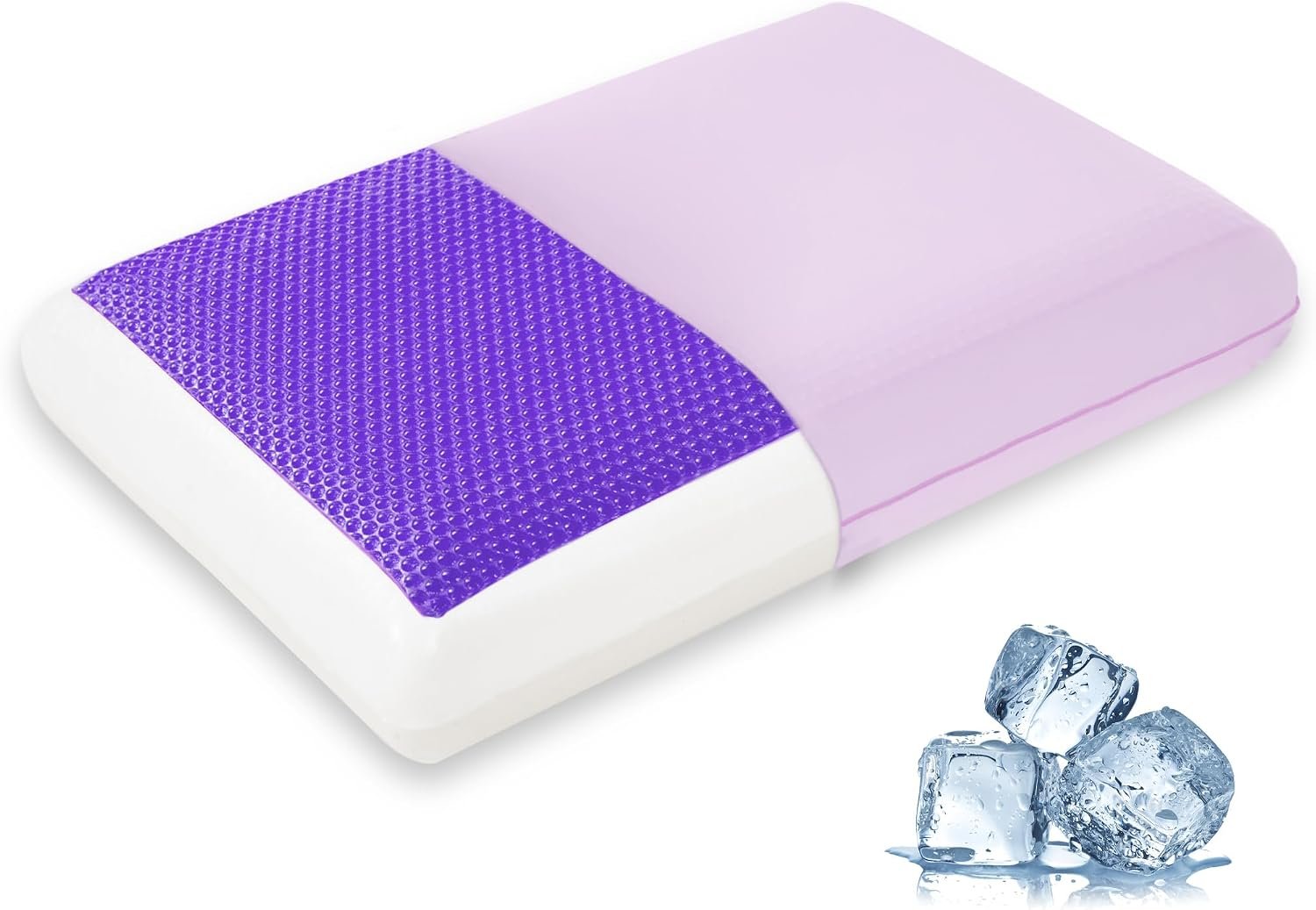 Cooling Gel Memory Foam Pillow for Hot/Side Sleepers, Neck Support, Purple