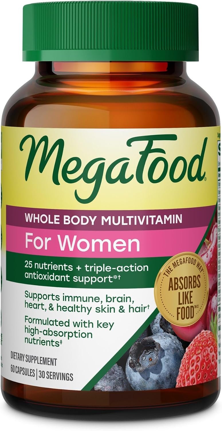 MegaFood Whole Body Multivitamin for Women with 25 Nutrients, 60 Capsules