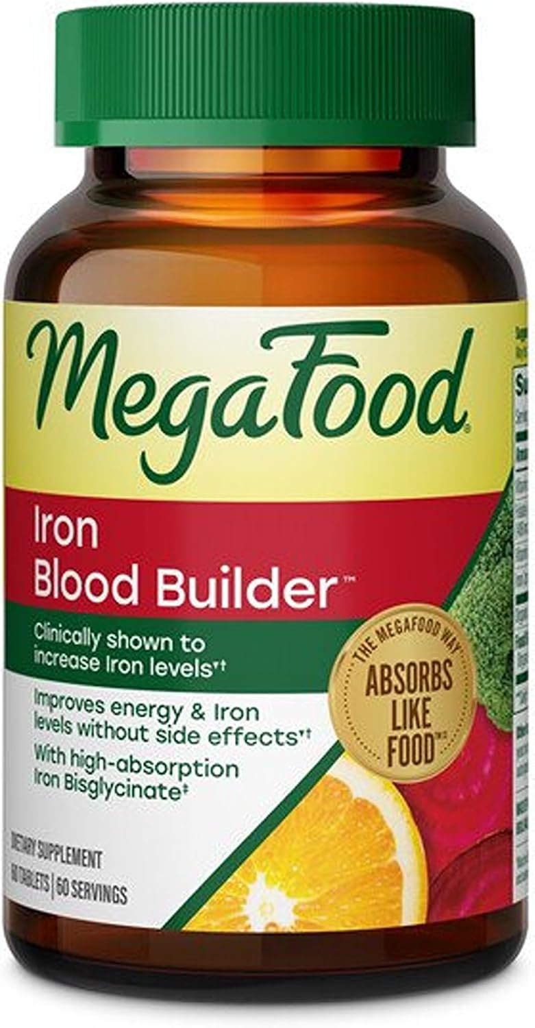 MegaFood Blood Builder Iron Supplement, Energy Support, Vegan, 60 Tablets