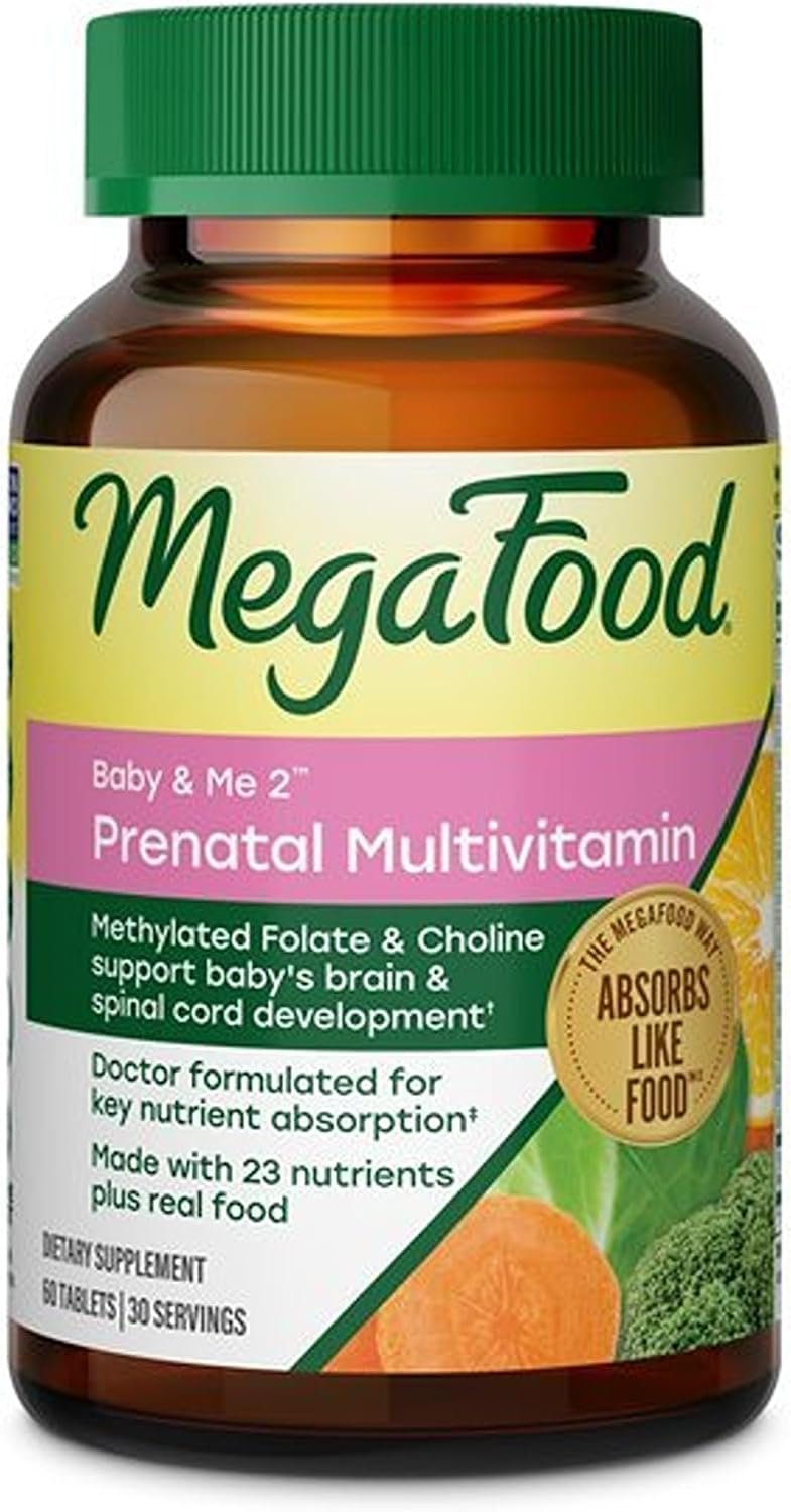 MegaFood Baby & Me 2 Prenatal Vitamins, Doctor Formulated, 60 Tablets