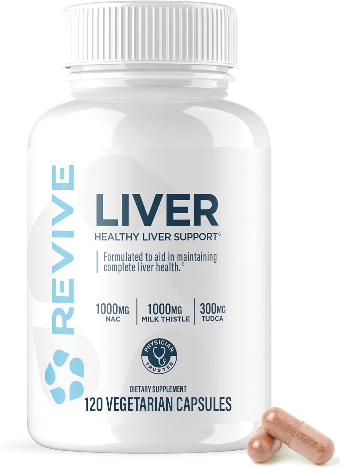 Revive MD Natural Liver Cleanse, Detox & Repair Supplement – Milk Thistle Liver Support Formula Promotes Healthy Liver Function & Helps Reduce Inflammation – 120 Capsules (30 Servings)