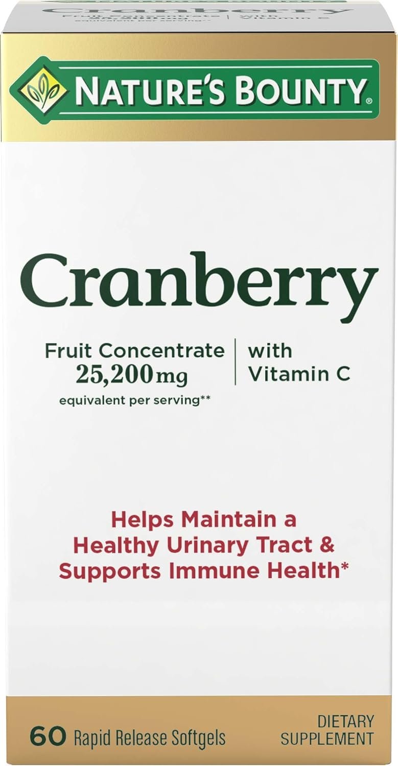 Nature’s Bounty Cranberry Dietary Supplement, 25,200Mg, 60 Softgels