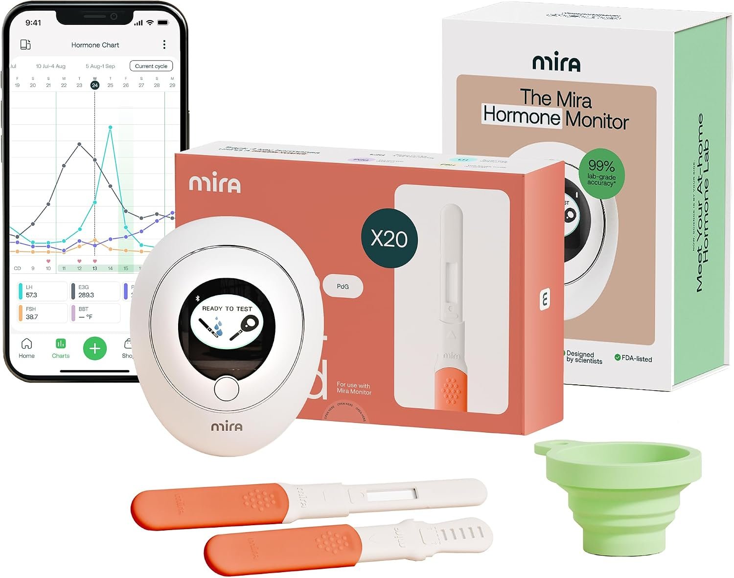 Mira Ultra4 Fertility Kit, Ovulation Testing, PdG, LH, E3G & FSH, 20 Wands