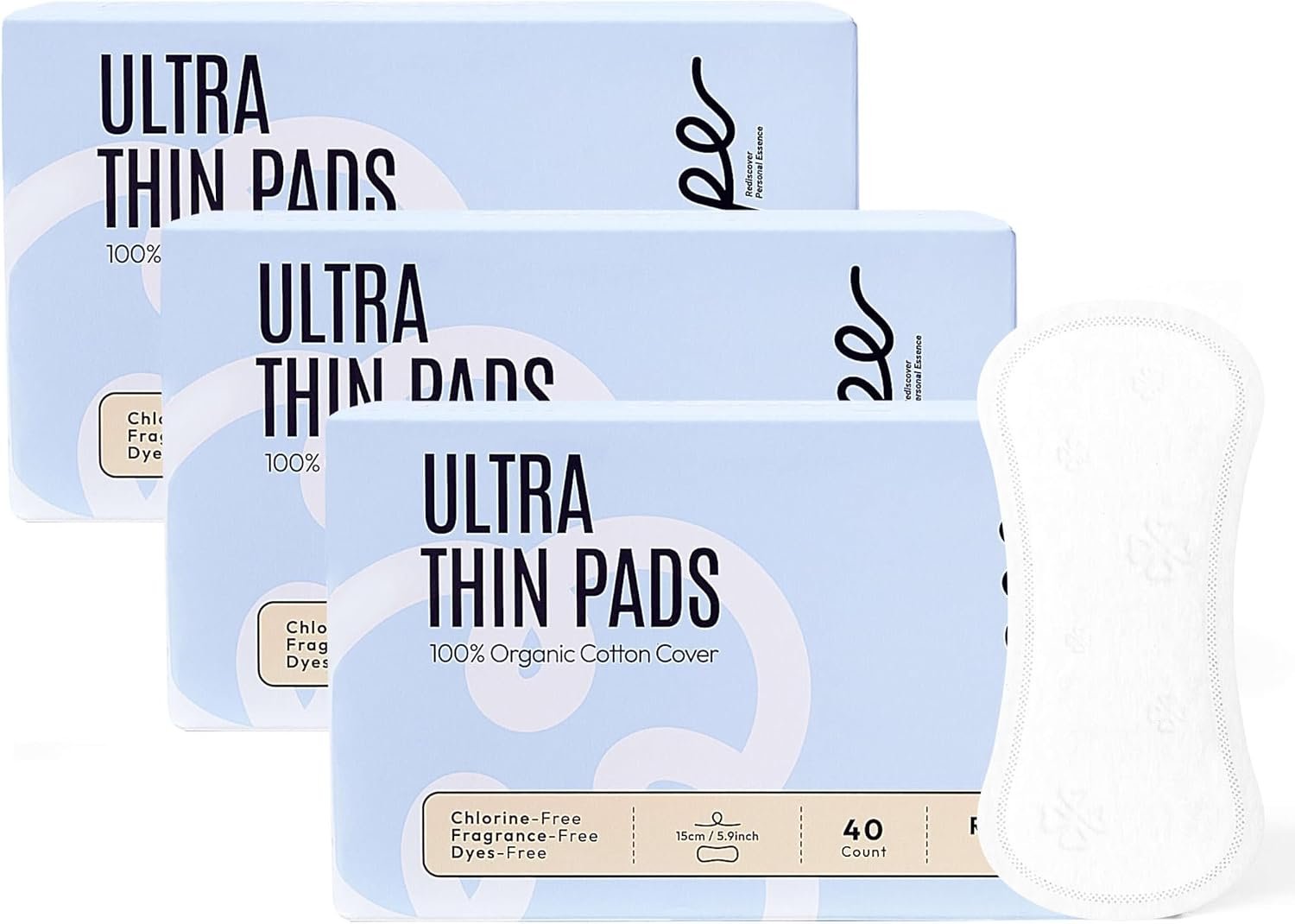 RPE Life 100% GOTS Organic Cotton Panty Liners for Women, 120 Count