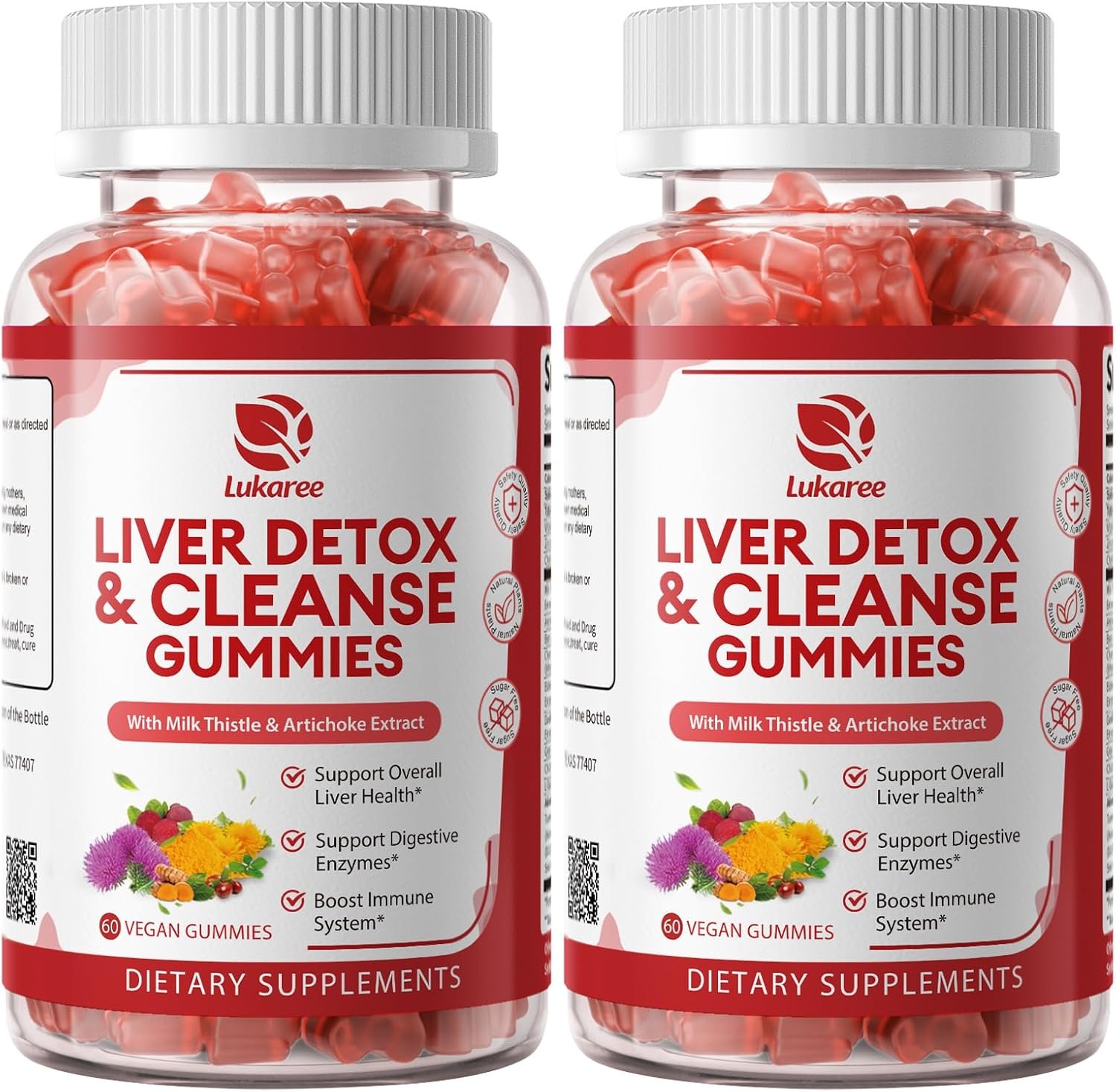 2 Pack Lukaree Liver Cleanse Detox & Repair Gummies w/Artichok & Dandelion
