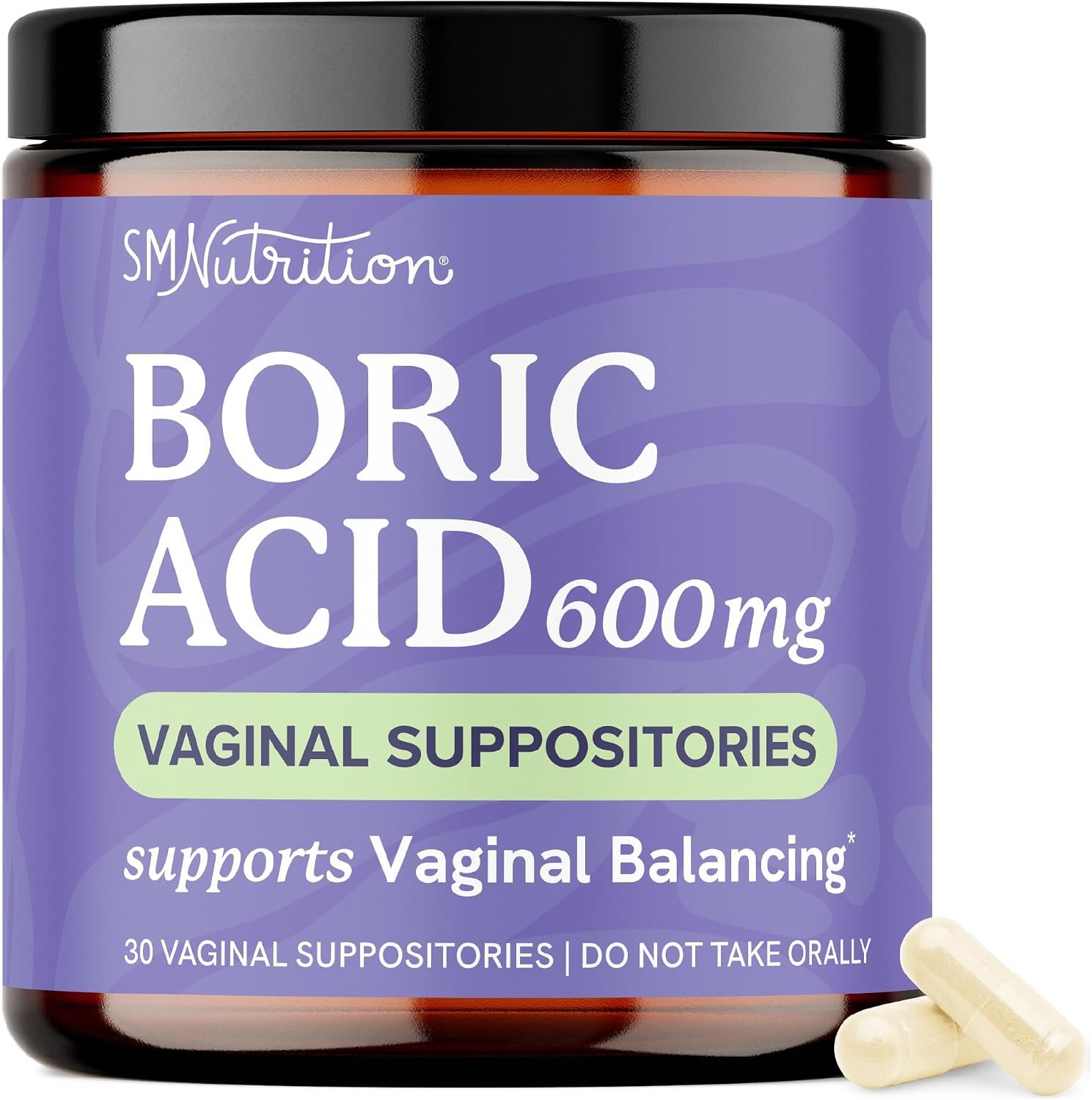 Boric Acid Suppositories for Women 600mg, pH Balance & Vaginal Odor Support