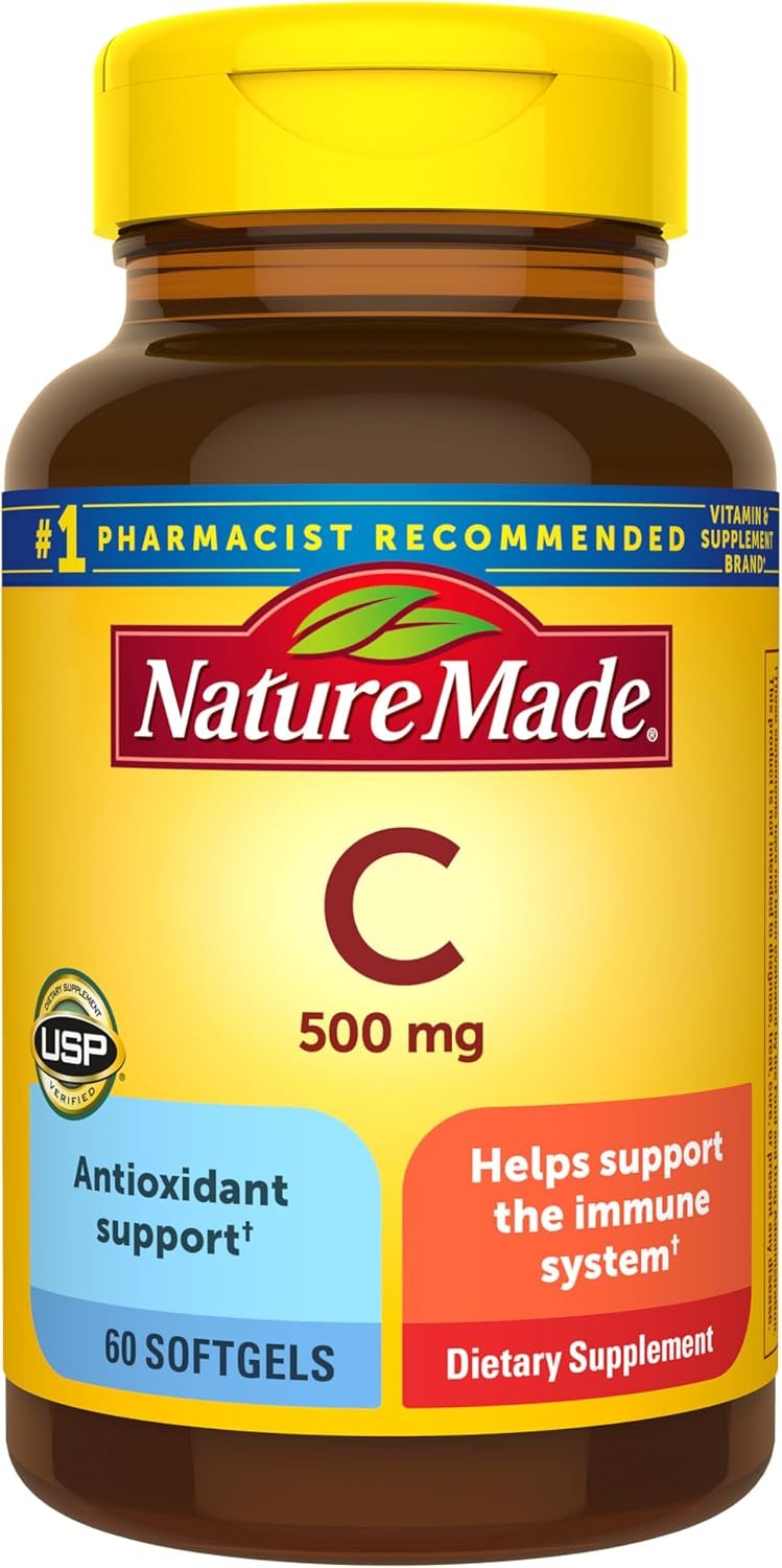 Nature Made Vitamin C 500 mg for Daily Immune Support, 60 Softgels