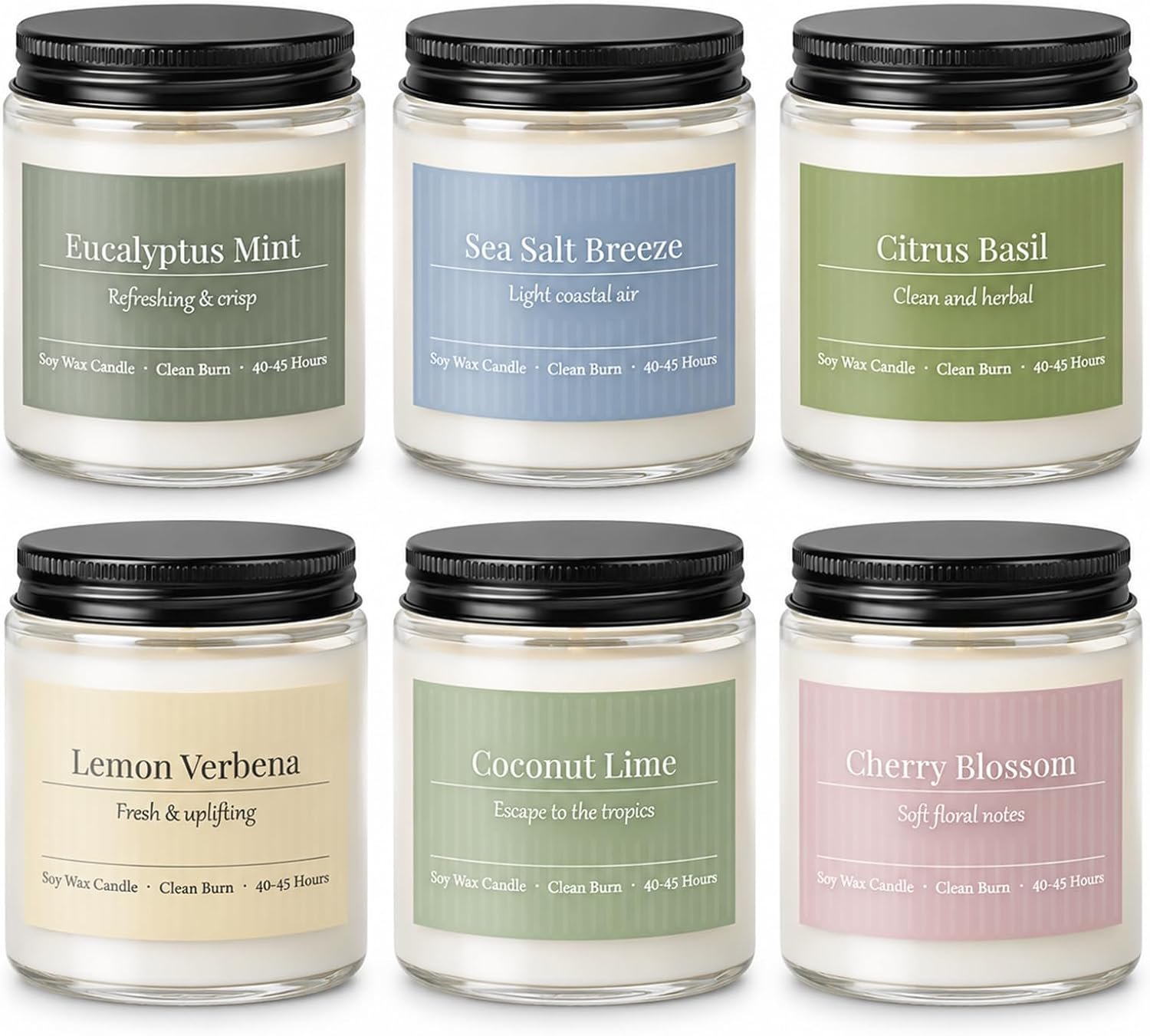 Scented Candles Gift Set,6 Pack Spring Summer Soy Wax Aromatherapy Candles