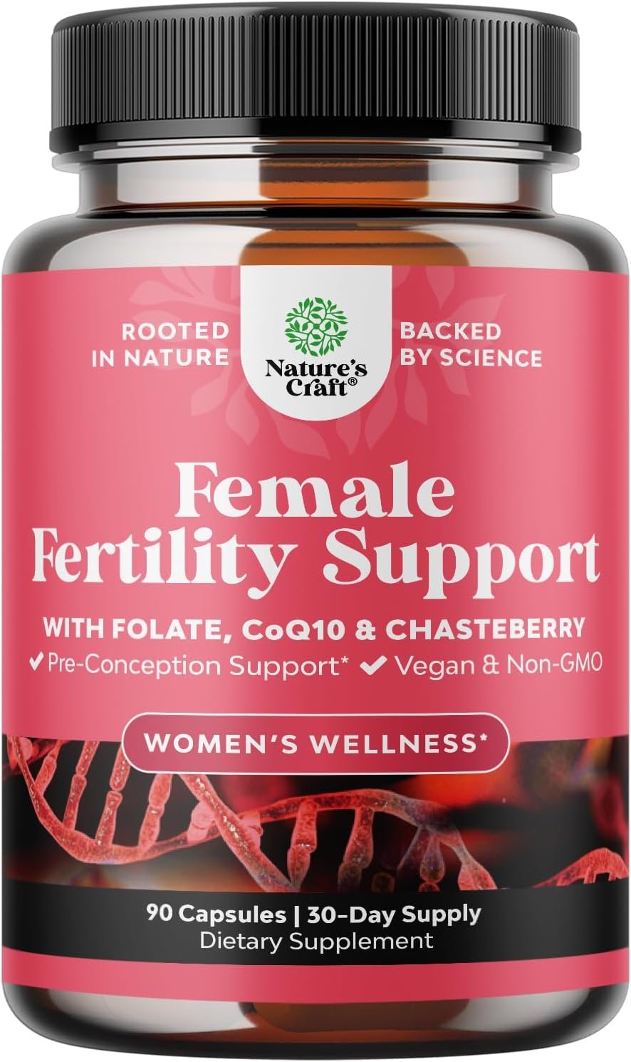 Fertility Supplements for Women w Folic Acid Fertility Support, Vegan- 90ct