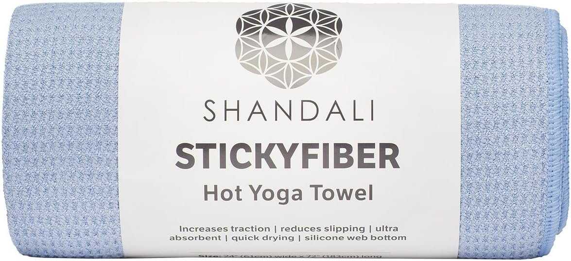 Shandali Hot Yoga Towel – Mat-Sized, Microfiber, Super Absorbent, Anti-Slip, Injury Free, 24″ x 72″ – Best Bikram Yoga Towel – Exercise, Fitness, Pilates Gear