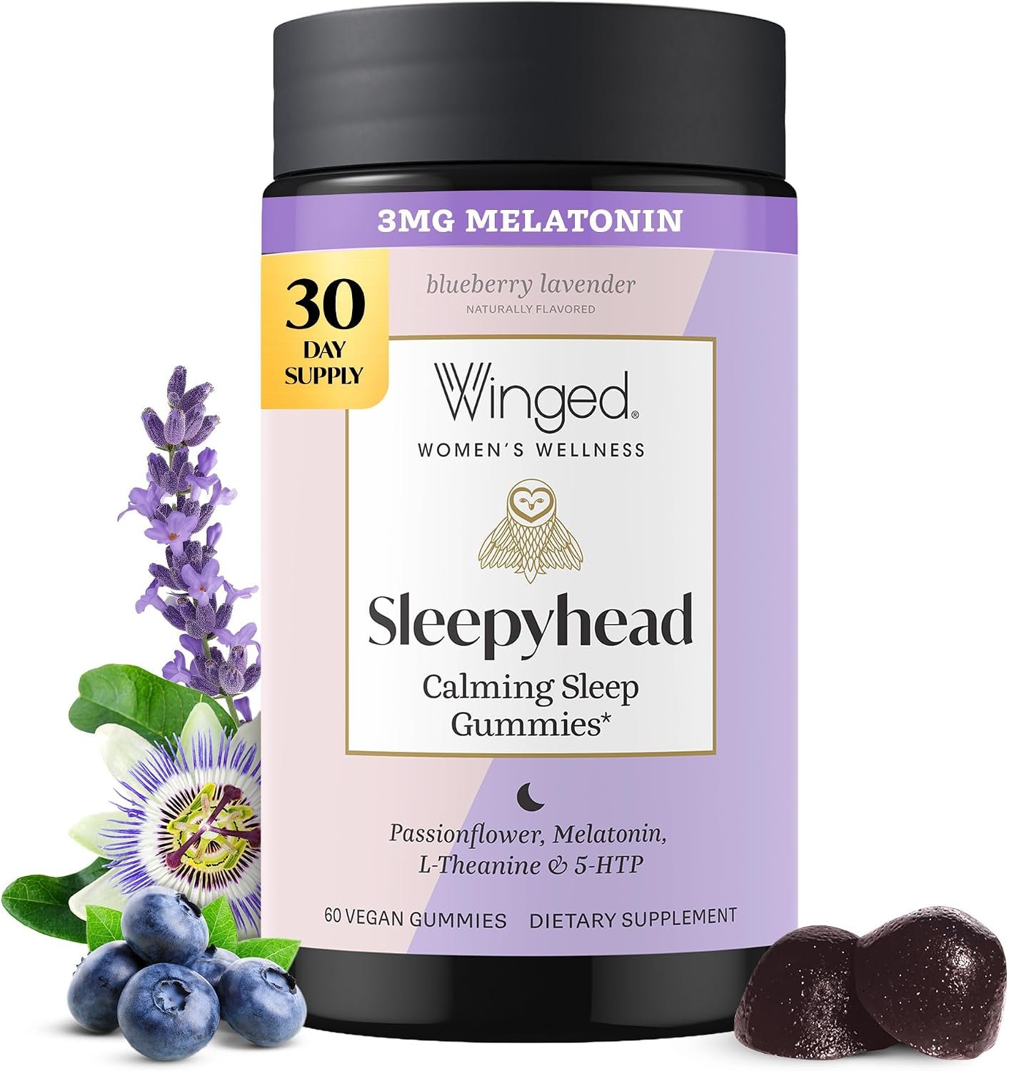 Winged Wellness Sleepyhead Natural Sleep Gummies for Women, 60 Gummies