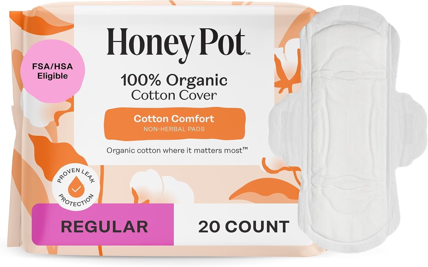 The Honey Pot Company – Cotton Comfort – Regular Pads for Women
