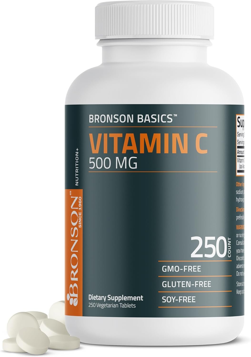 Bronson Vitamin C 500 mg Immune & Antioxidant Support, Non-GMO, 250 Tablets