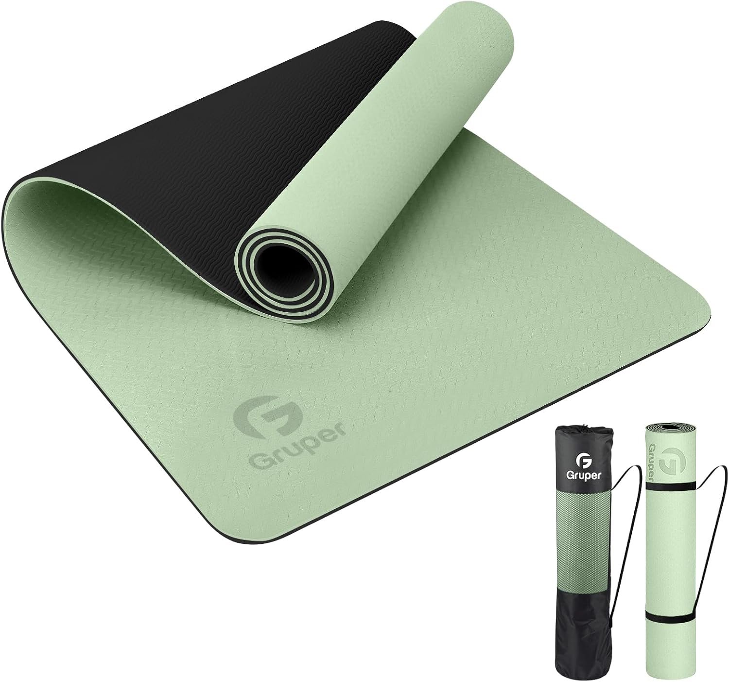 Gruper Yoga Mat Non Slip, Eco Friendly Fitness Exercise Mat with Carrying Strap,Pro Yoga Mats for Women,Workout Mats for Home, Pilates and Floor Exercises