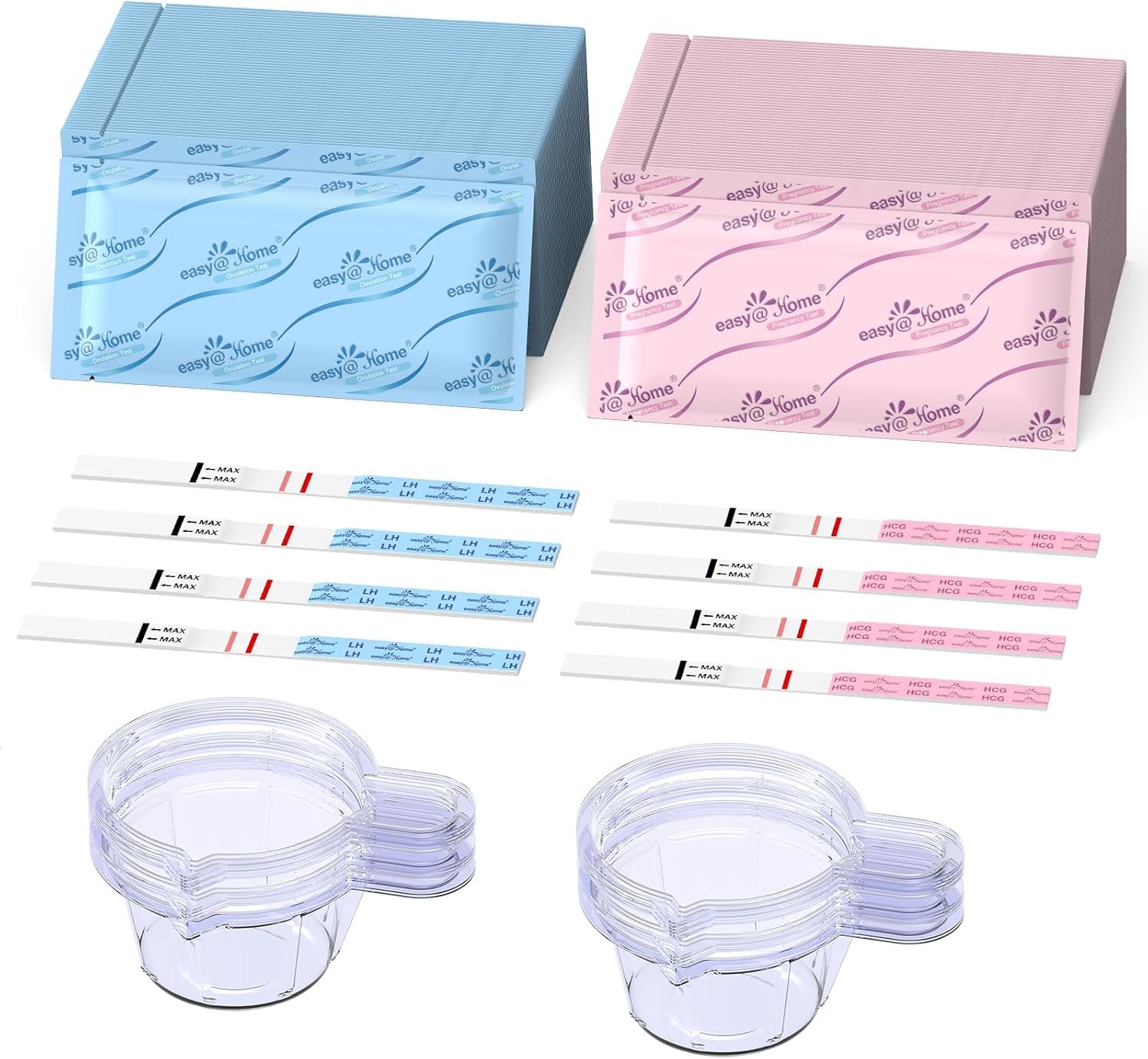 Easy@Home Ovulation & Pregnancy Test Kit, 25 LH + 10 hCG Tests, 35 Cups