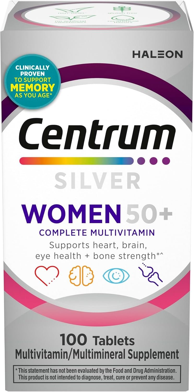 Centrum Silver Women’s Multivitamin for Women 50 and Over, 100 Tablets
