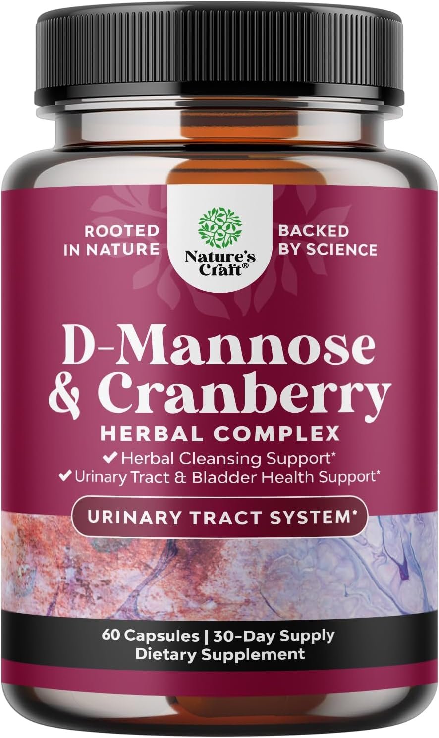 D Mannose with Cranberry Supplement – Urinary Tract Support – 60 Capsules