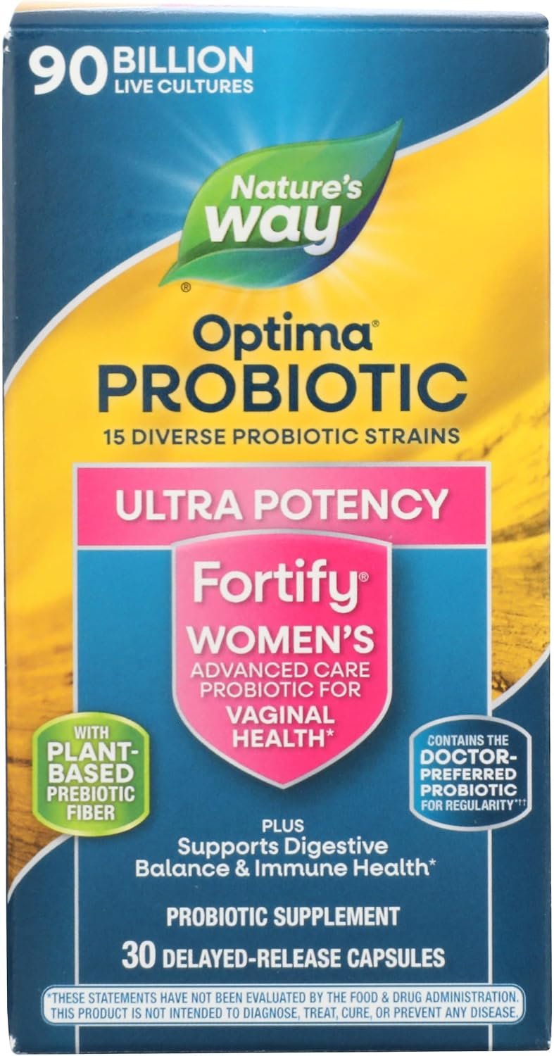 Nature’s Way Fortify Optima Womens Daily Probiotic, 90 Billion, 15 Strains, Prebiotic, 30 Capsules