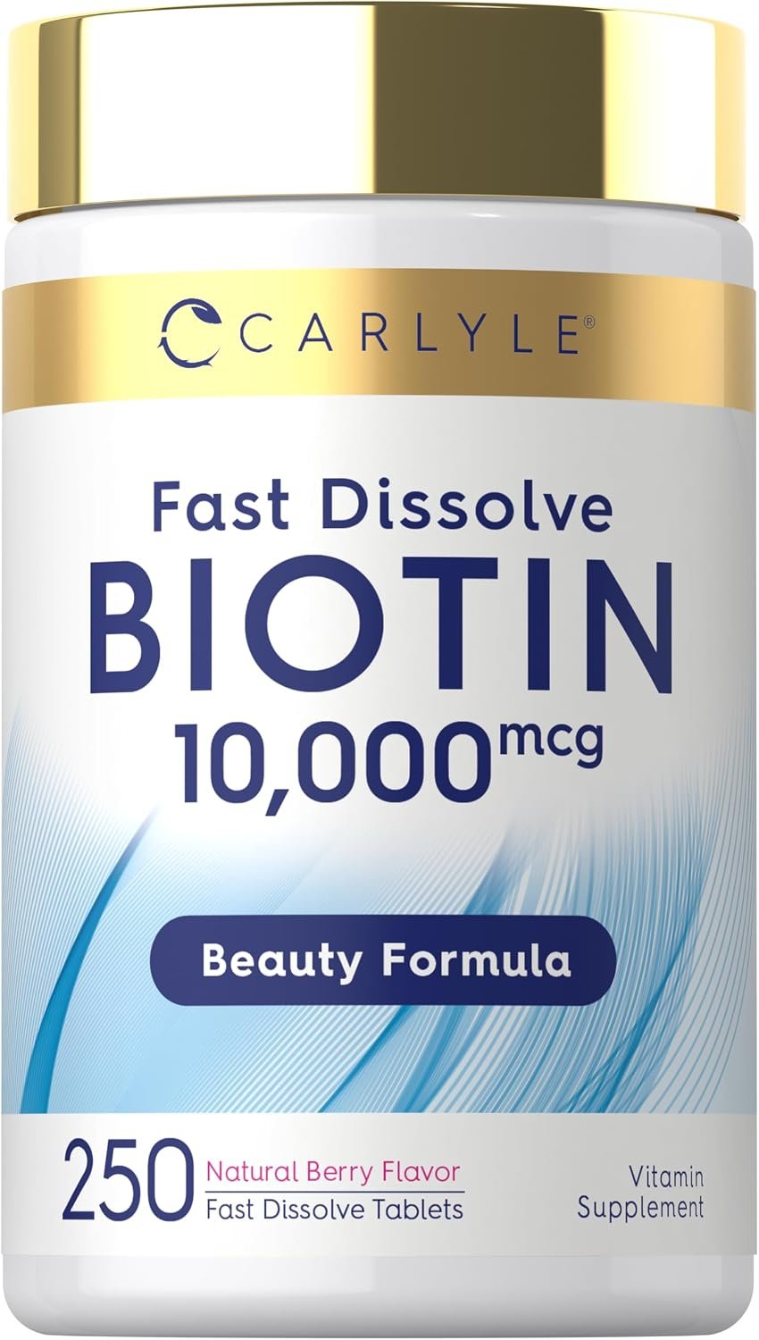 Carlyle Biotin 10000mcg | 250 Fast Dissolve Tablets | Max Strength
