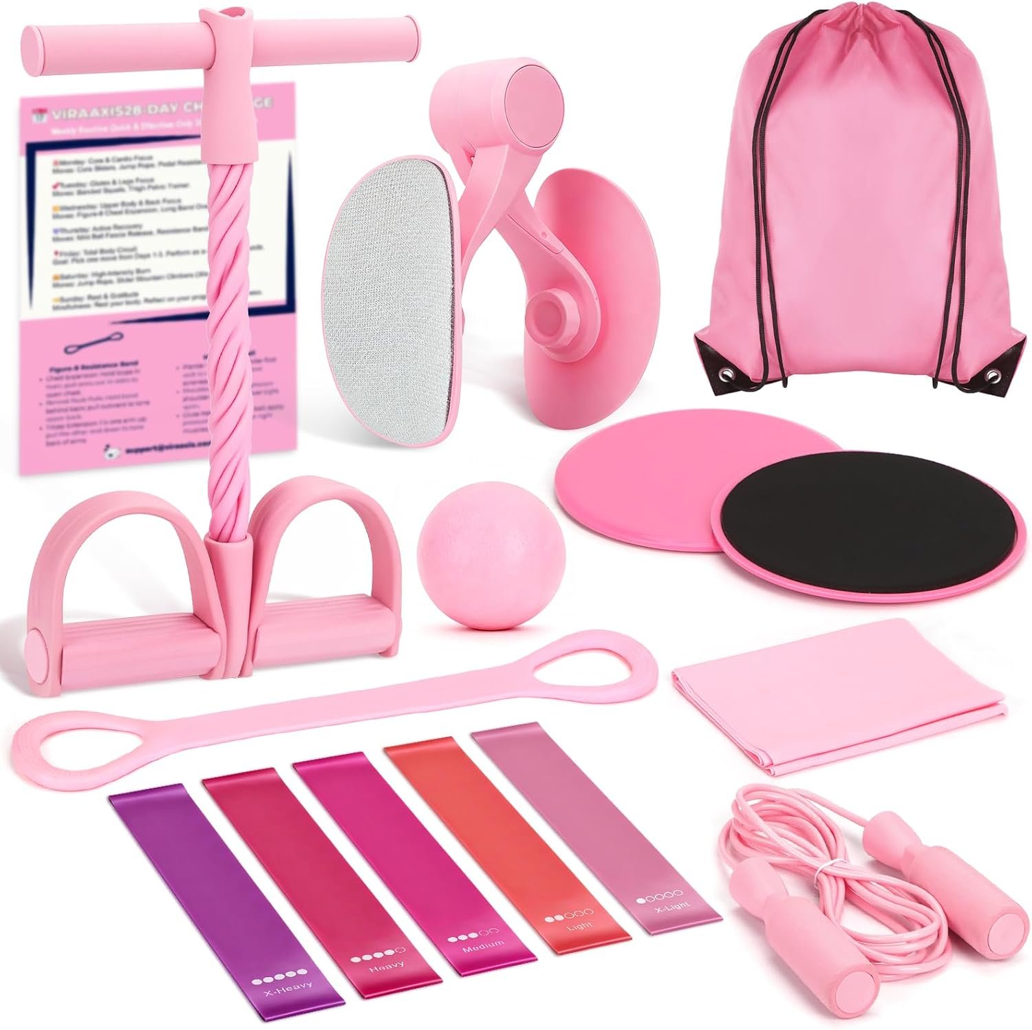 Home Workout Equipment for Women, Pedal Resistance Band with Handle Set