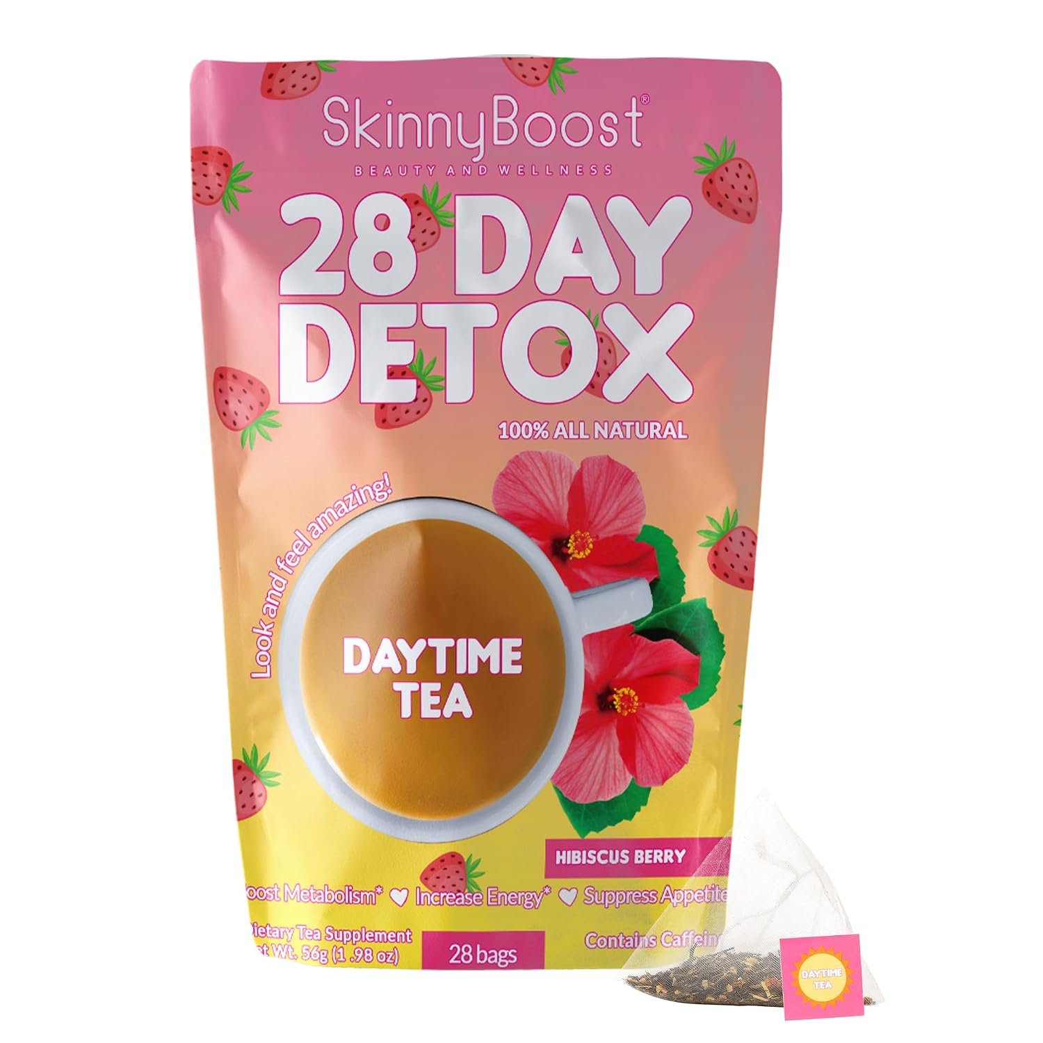 SkinnyBoost 28 Day Detox Daytime Tea -HIBISCUS BERRY (28 Tea Bags)
