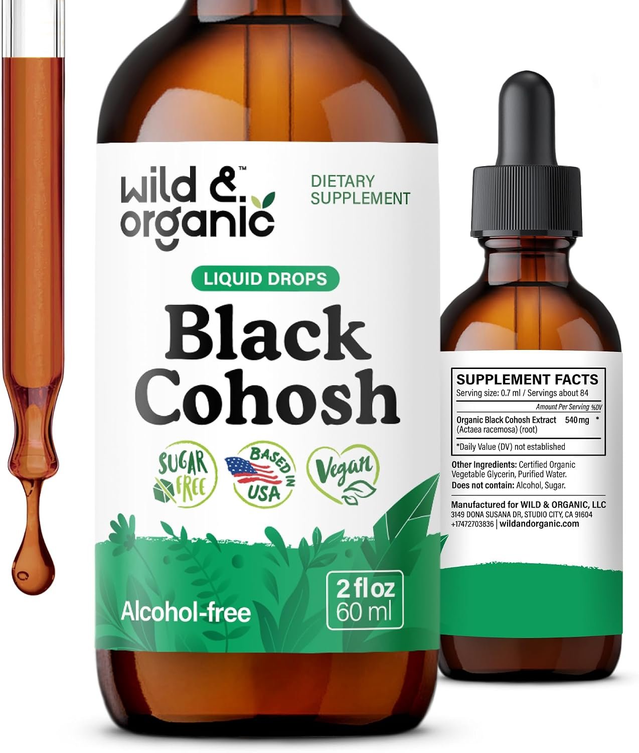 Wild & Organic Black Cohosh Tincture – Menopause Supplements Women – 2 oz