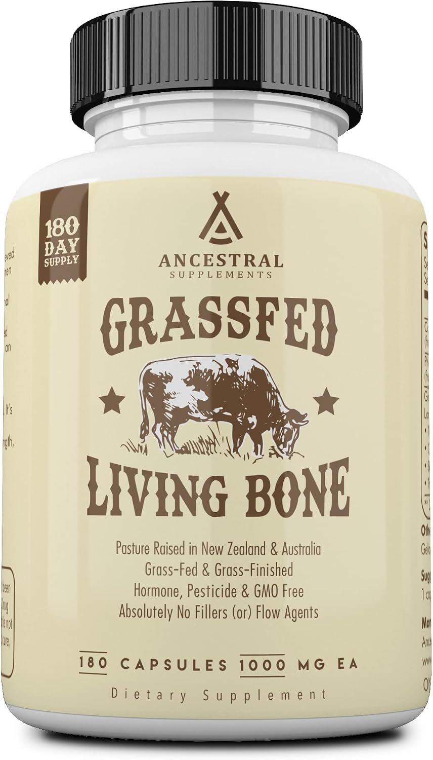Ancestral Supplements Grass Fed Beef Living Bone Supplement, 180 Ct