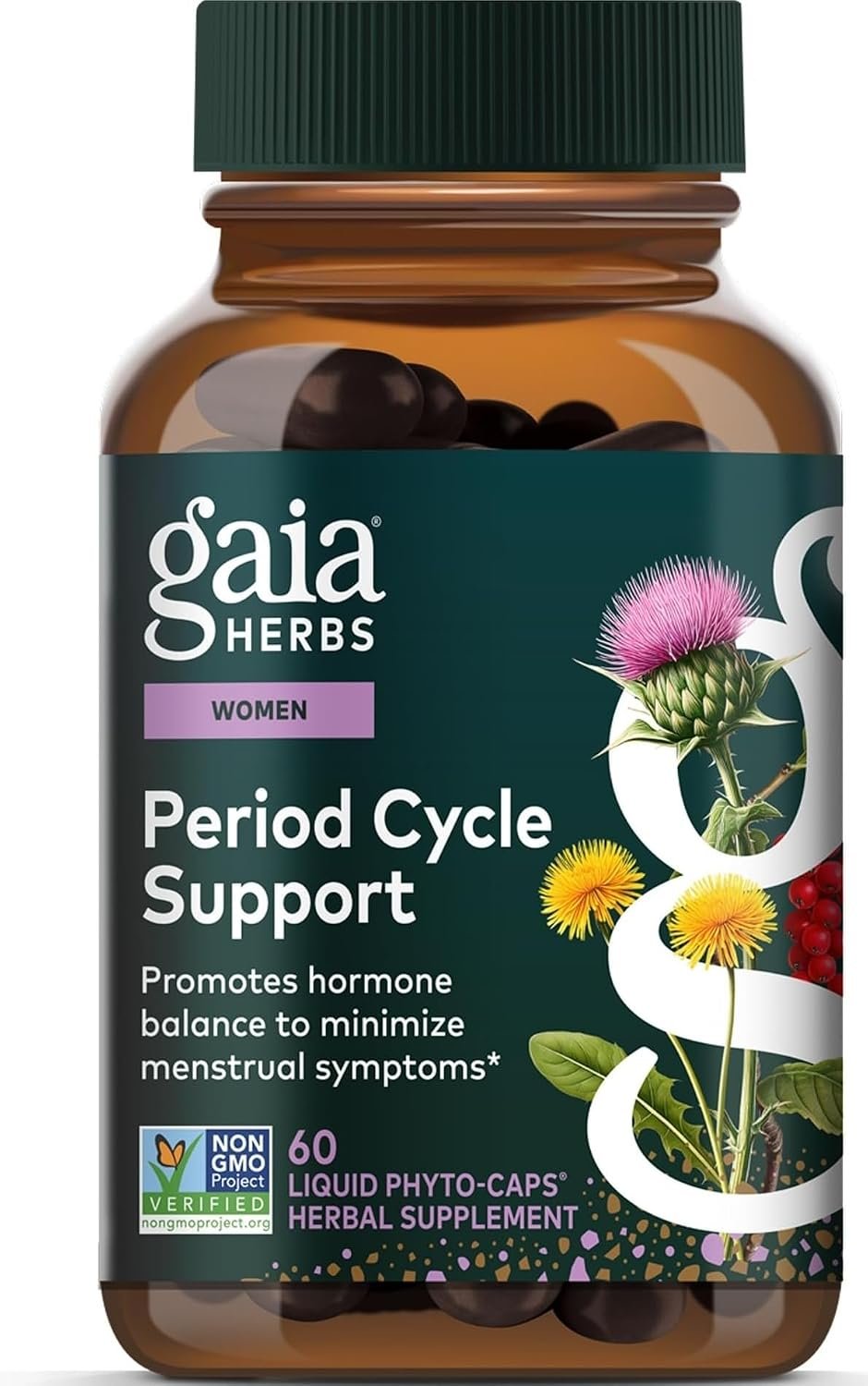 Gaia Herbs Period Cycle Support, 60 Vegan Capsules, 30 Servings