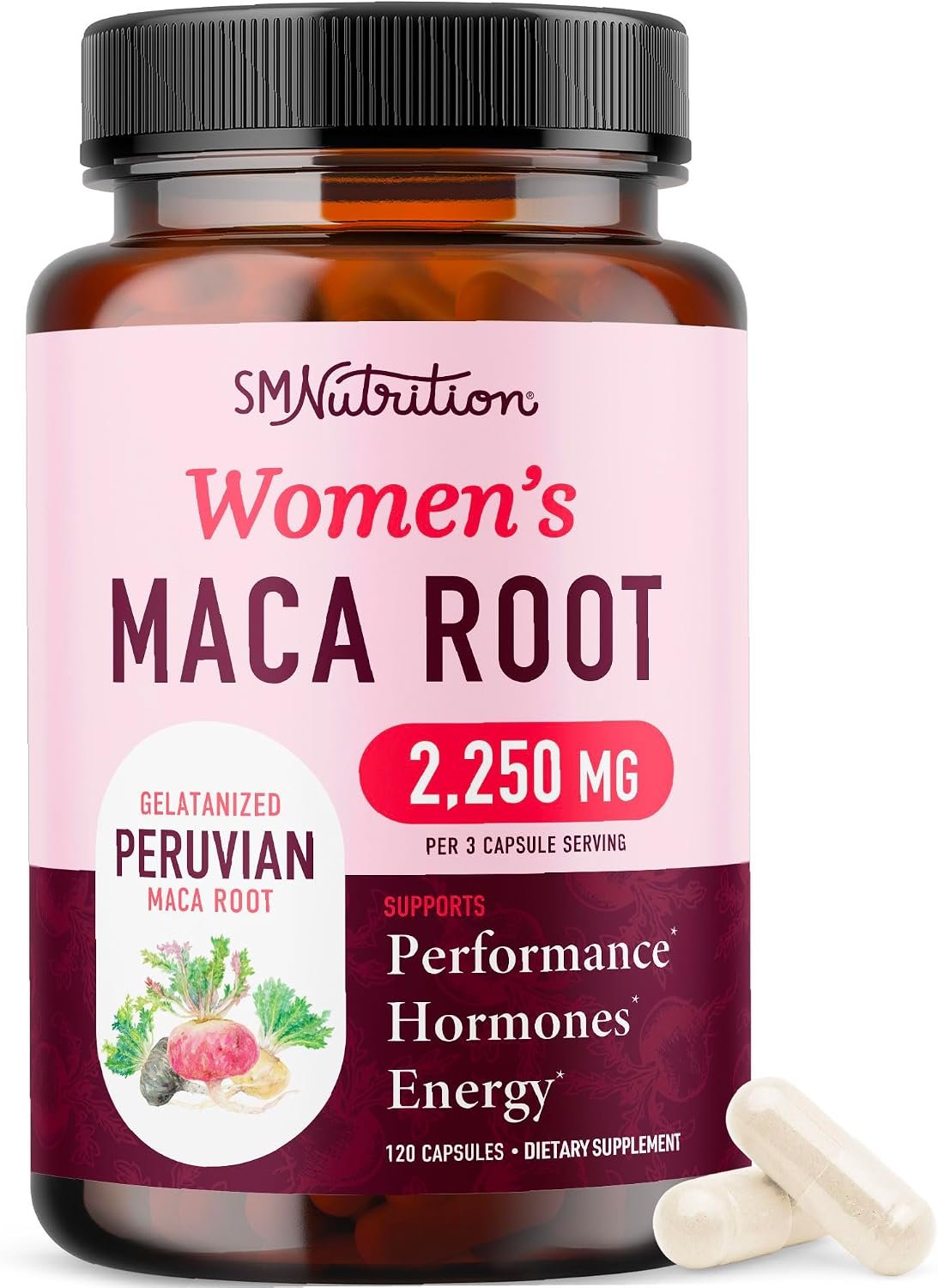 Organic Maca Root Capsules for Women, Peruvian Maca 2250MG Extra Strength