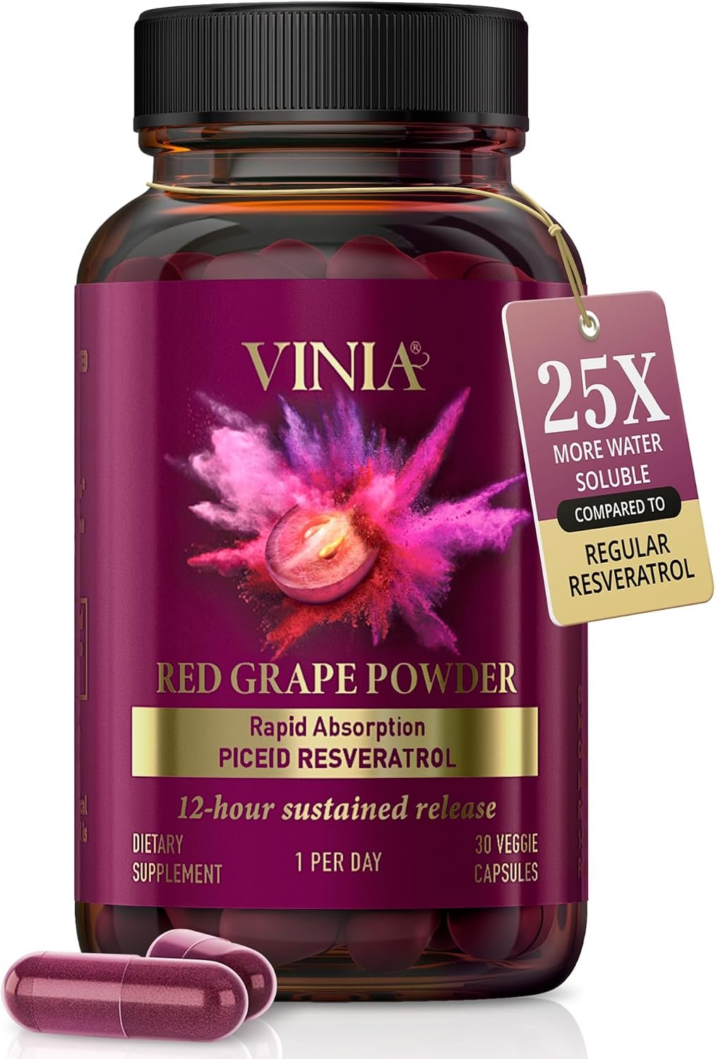 VINIA Blood Flow | Piceid Resveratrol Capsules | Vegan, Non-GMO, 30 Count