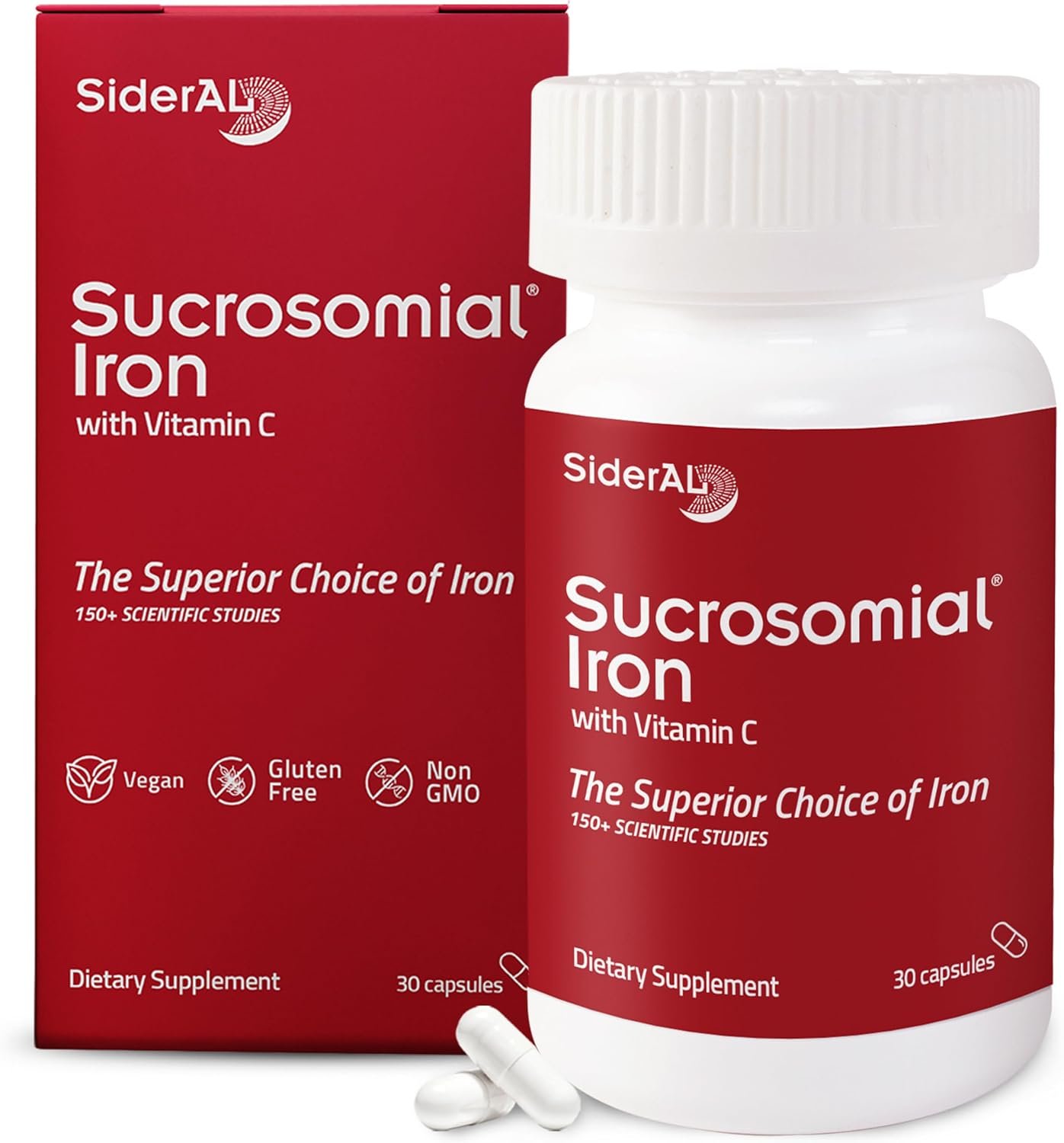 SiderAL Forte Sucrosomial Iron Supplement for Women and Men – Clinically Proven to Increase Levels without Side Effects, Gentle on Stomach, 7x Higher Absorption for Anemia & Energy, Vitamin C, 30ct