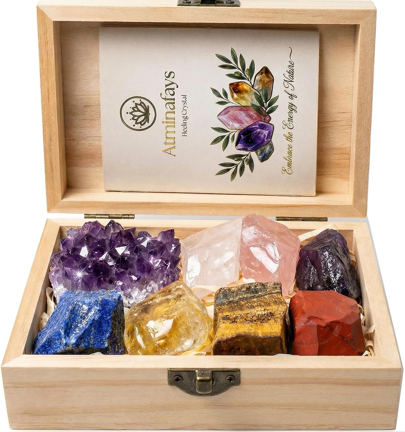 Premium Amethyst Cluster & 7 Chakra Healing Stones Set