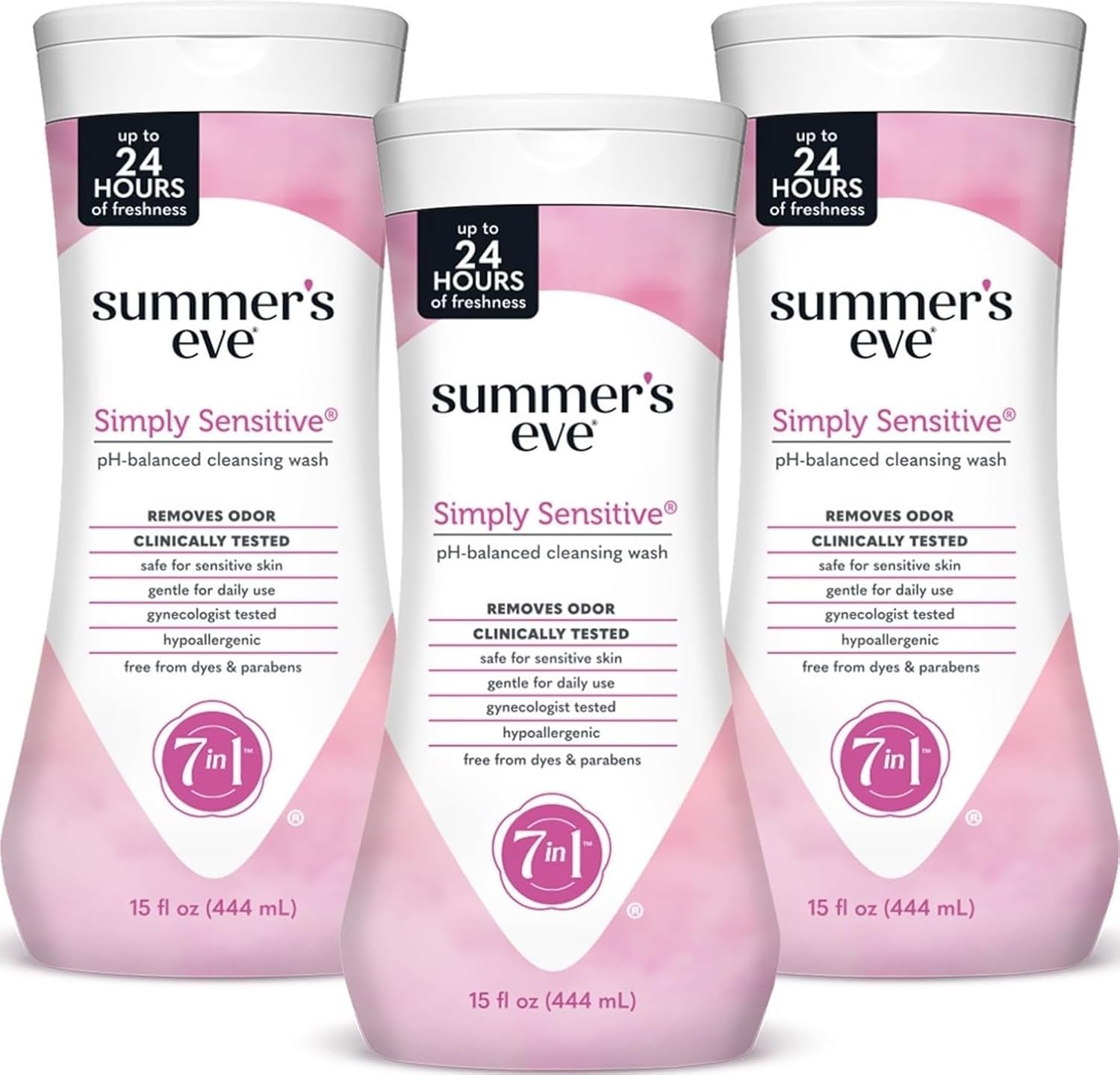 Summer’s Eve All-Over Daily Feminine Wash, Simply Sensitive, 15 Fl Oz, 3 Pk