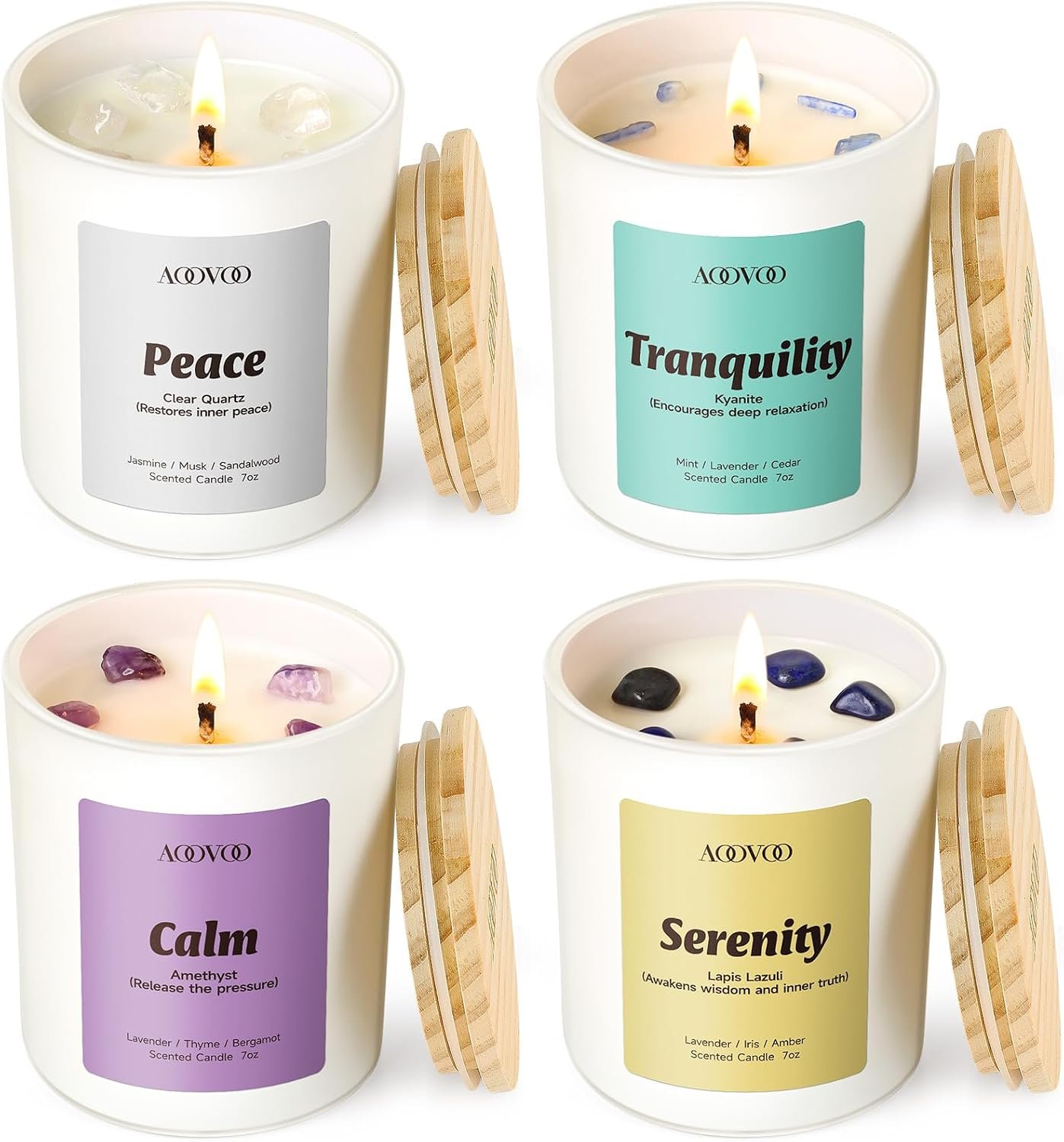 AOOVOO Stress Relief Candles Set for Women – 4 Pack Candle for Home Scented