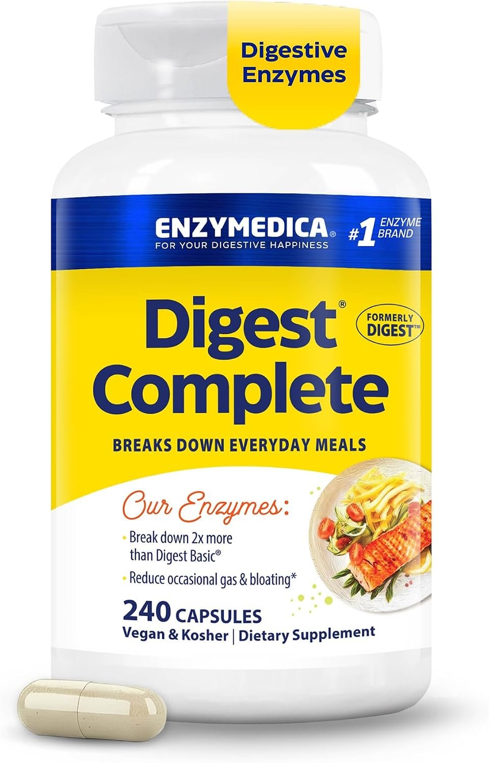 Enzymedica Digest Complete – Helps Gas & Bloating – 240 Caps