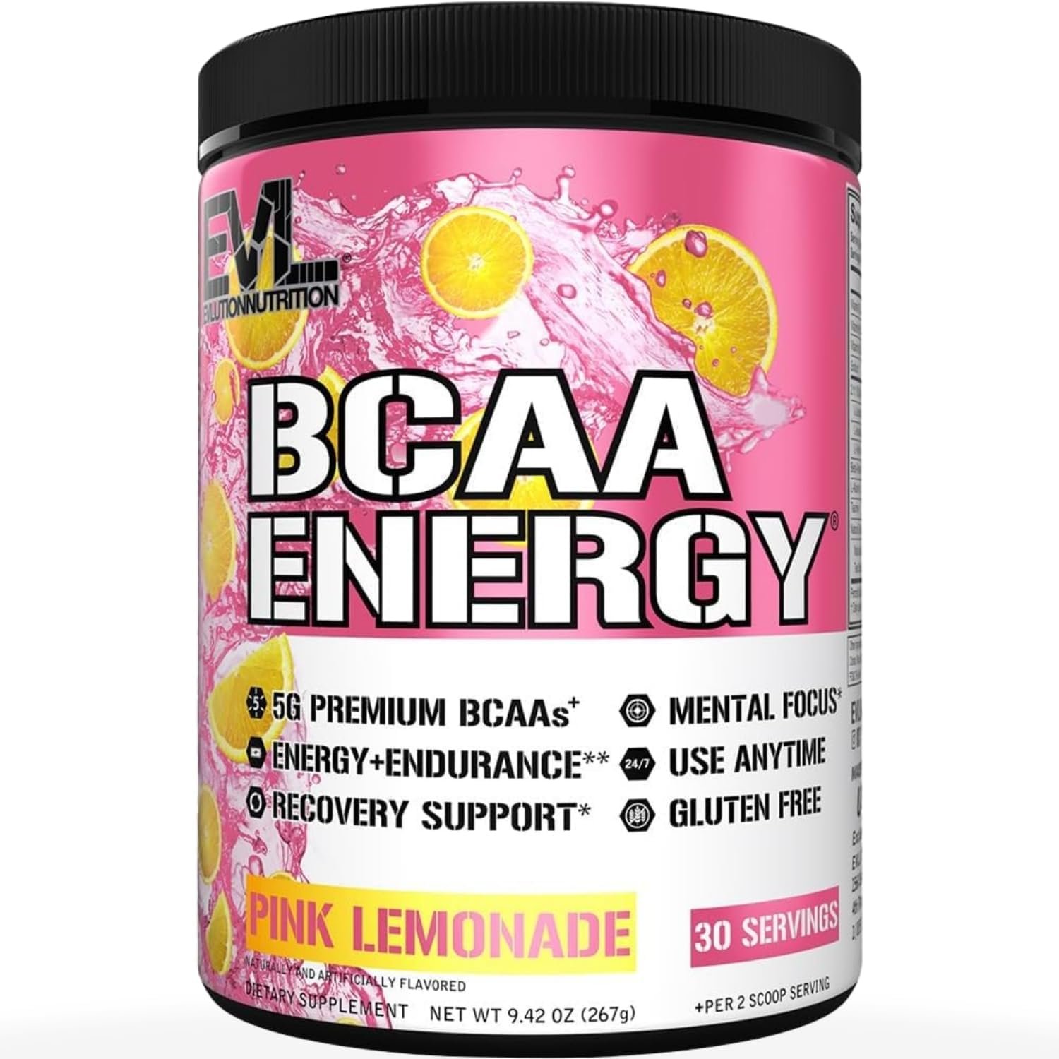 EVL BCAA Energy Amino Acids Powder with Natural Caffeine – Pink Lemonade