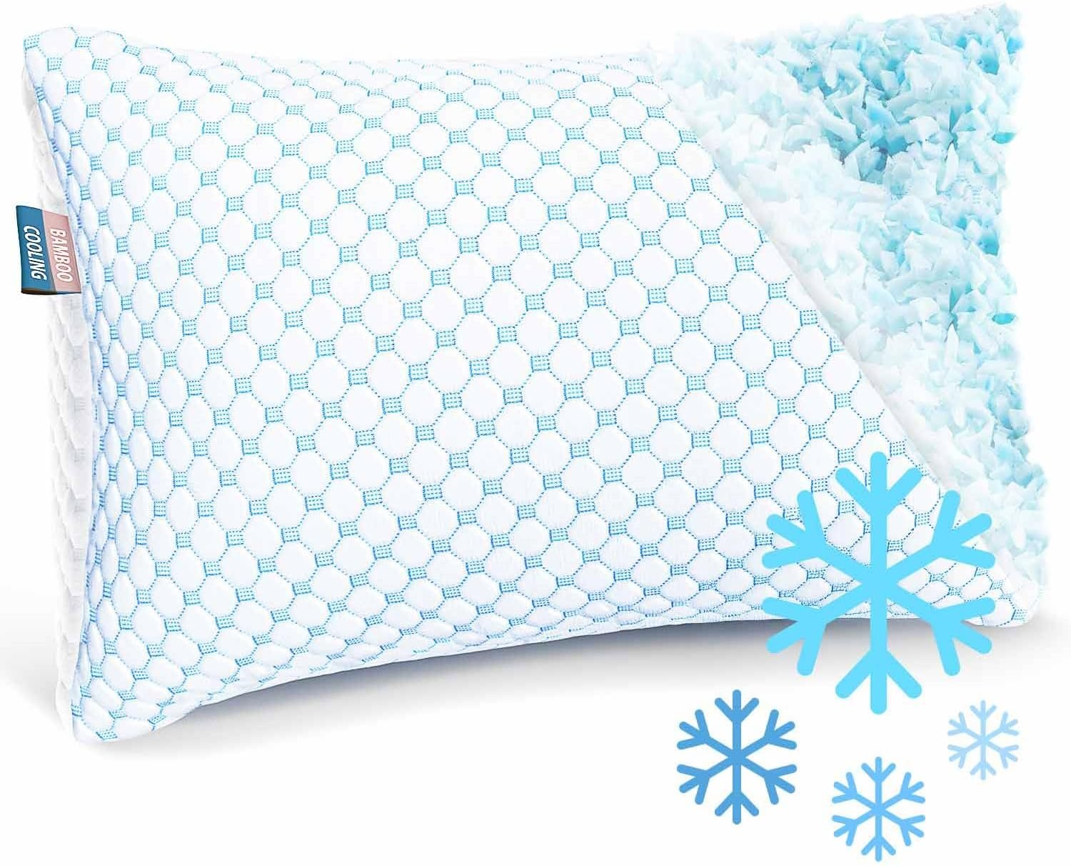 Nestl Cooling Pillow for Sleeping 1 Pack, Luxury Shredded Memory Foam Pillows Standard Size, Adjustable Cold Gel Pillows for Hot Sleepers Supportive Cool Pillow for Side Back Stomach Sleepers