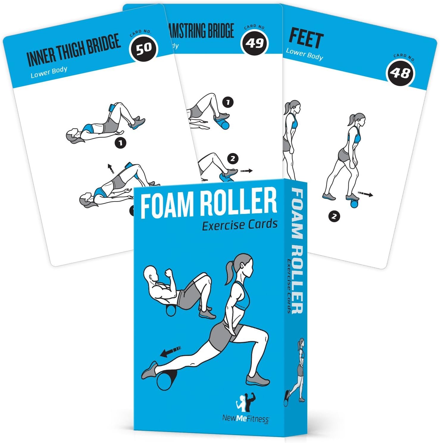 NewMe Fitness Foam Roller Workout Cards – 62 Jumbo Exercise Deck
