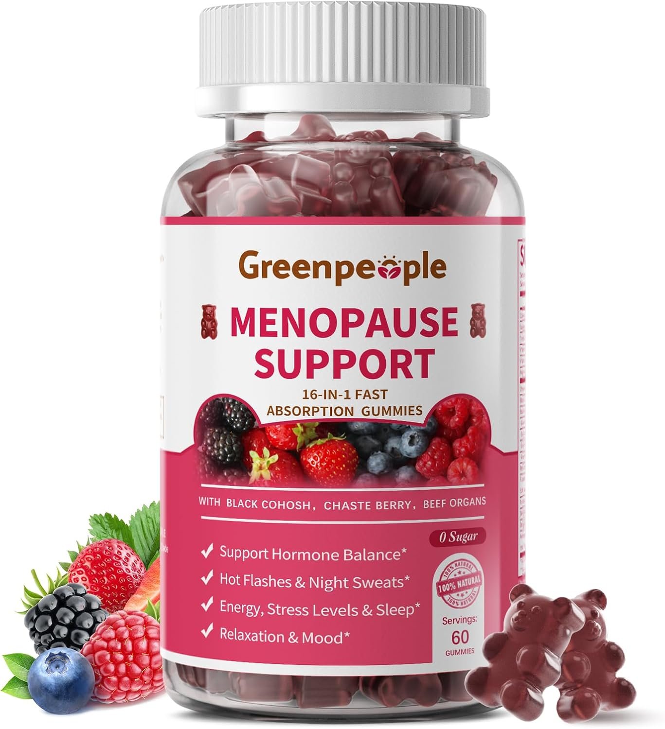 GREENPEOPLE Menopause Supplements for Women Gummies, 60 Count Sugar Free