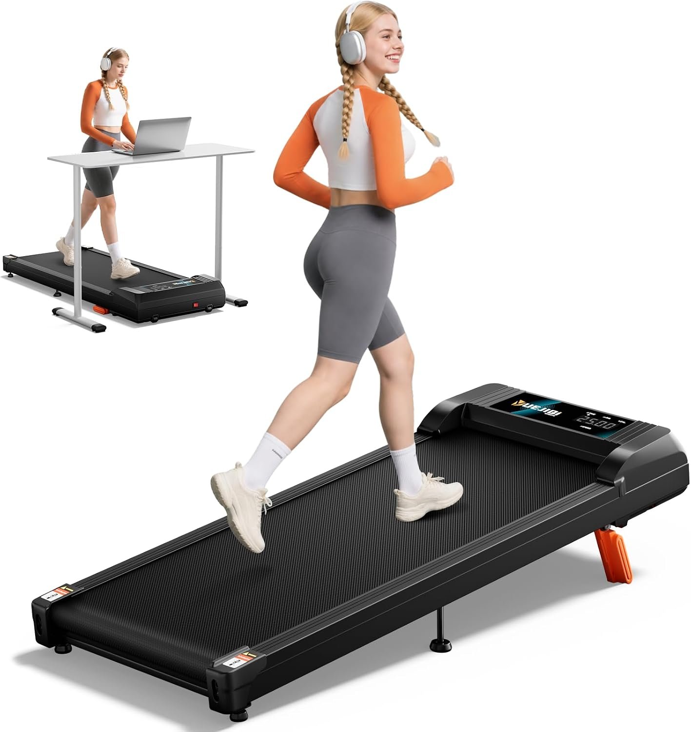 YUEJIQI Walking Pad with Incline, Under Desk Treadmills for Home