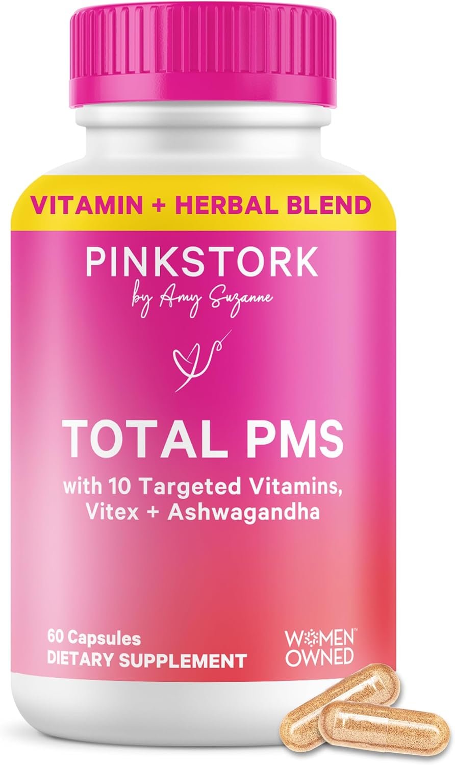 Pink Stork PMS Supplement for Women, Hormone Balance Support, 60 Count
