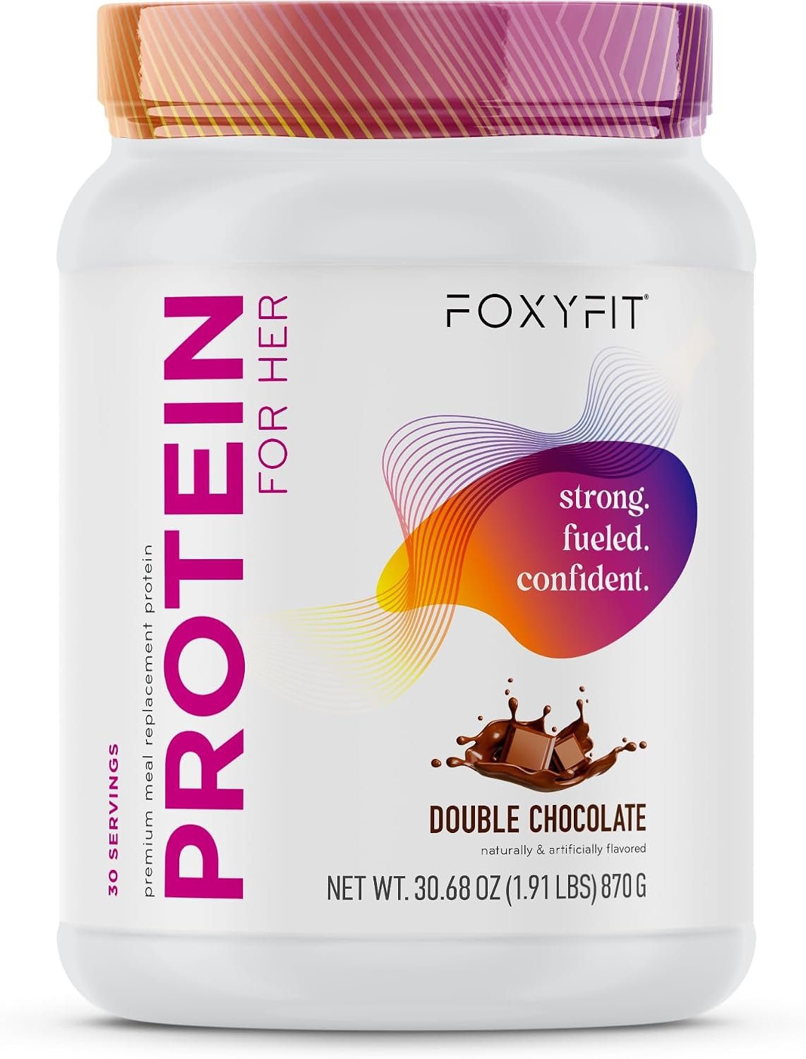 FoxyFit Protein for Her, Double Chocolate Whey Protein Powder with CLA and Biotin for a Healthy Glow (1.85 lbs)